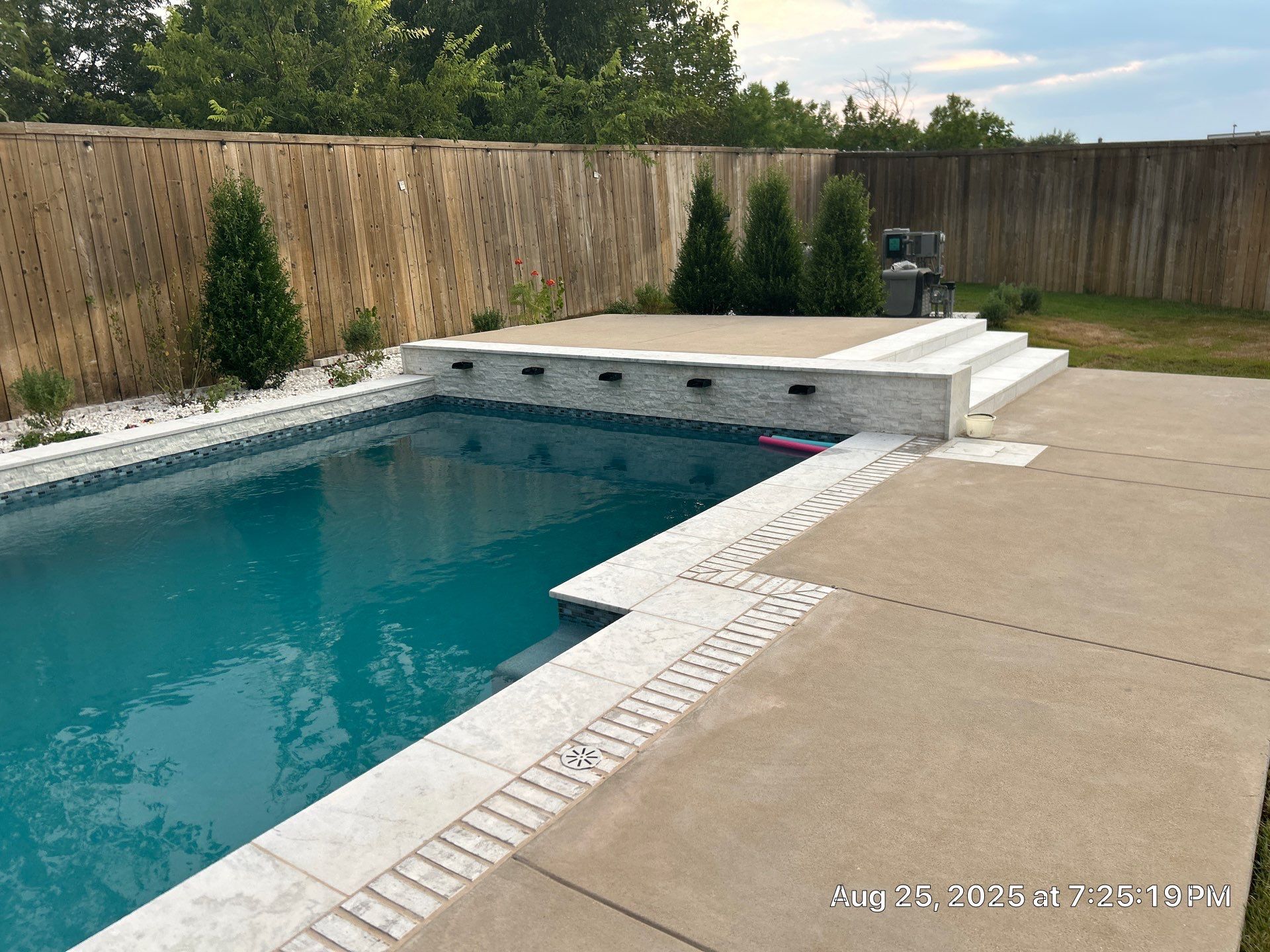 Modern Geometric Pool with Tanning Ledge by Pinnacle Pools and Spas - DFW