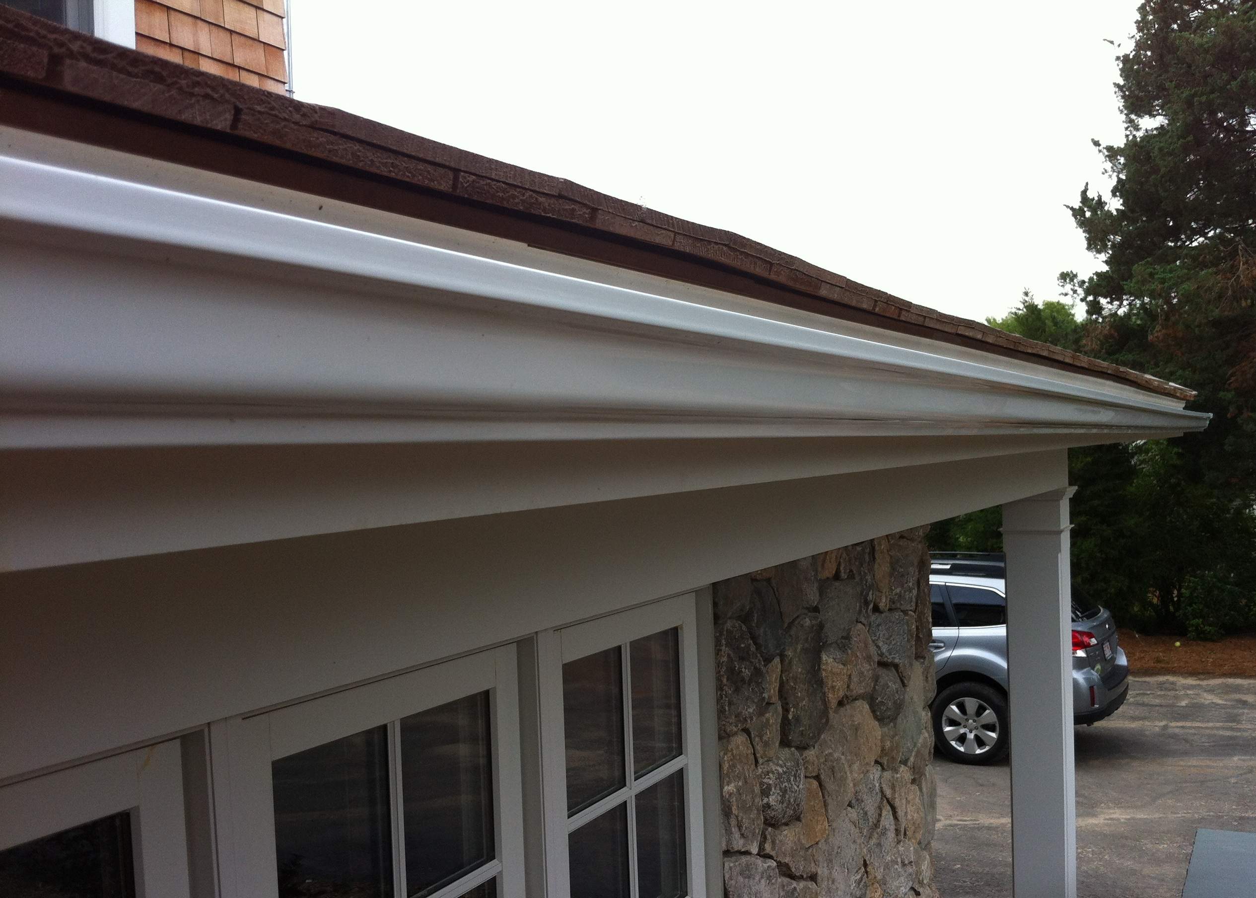 Seamless Aluminum Gutter System With Galvanized Downspouts in Falmouth by Gutter Pro Enterprises