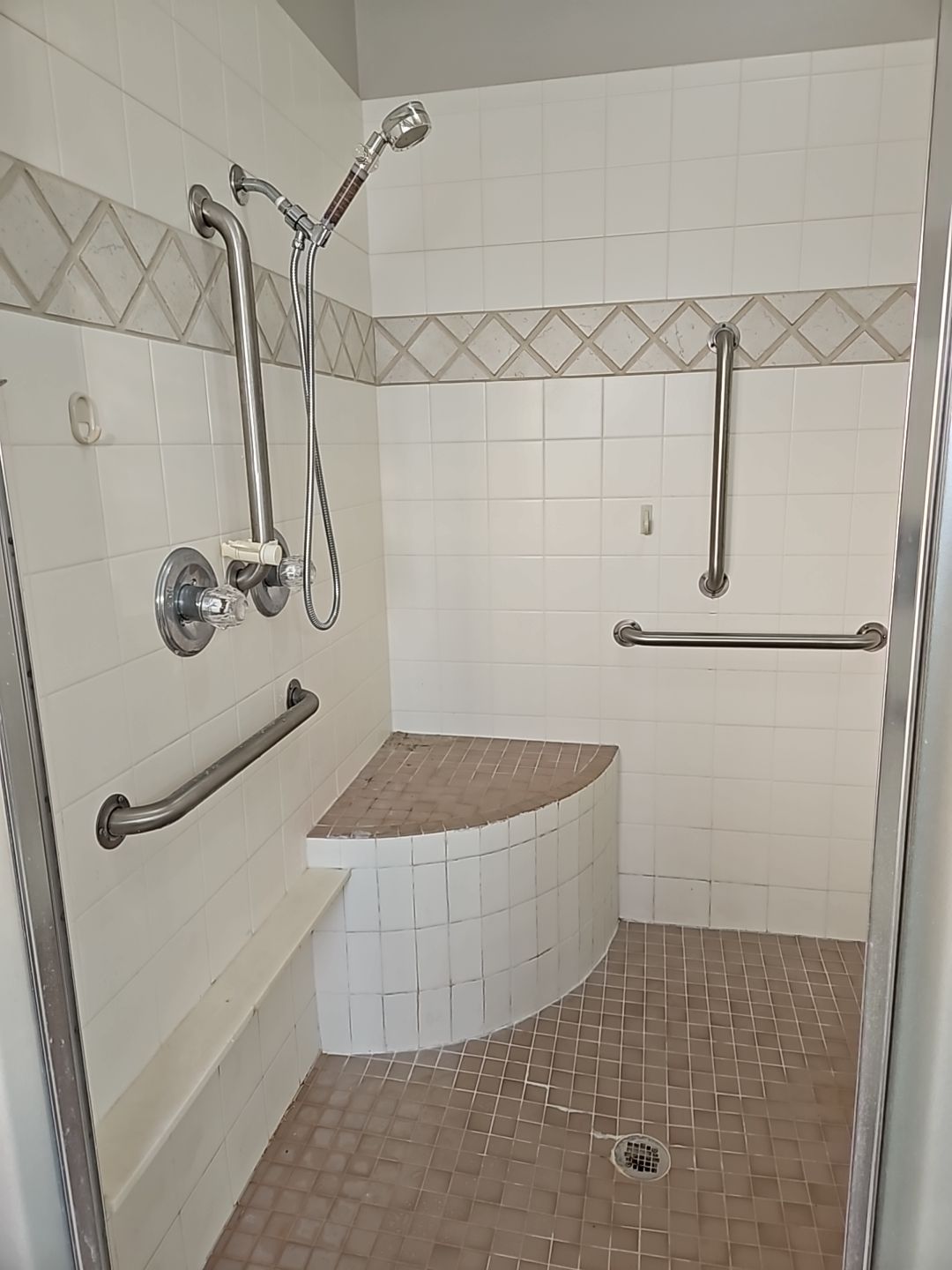 Full bathroom with giant shower AND doggy shower by The Shower Company