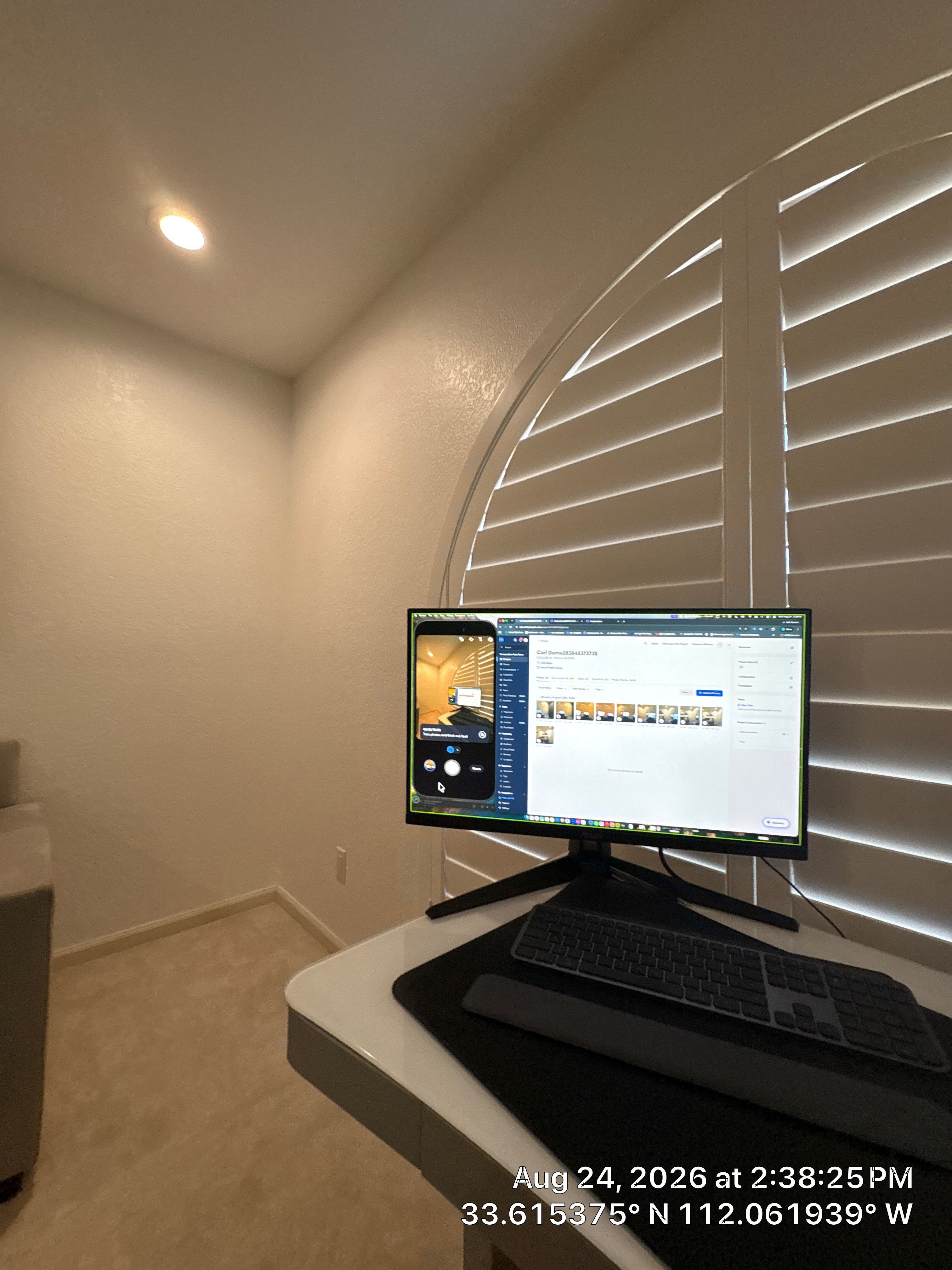 Phoenix Home Office Setup with Plantation Shutters and AV Installation by CompanyCam Sales Demo
