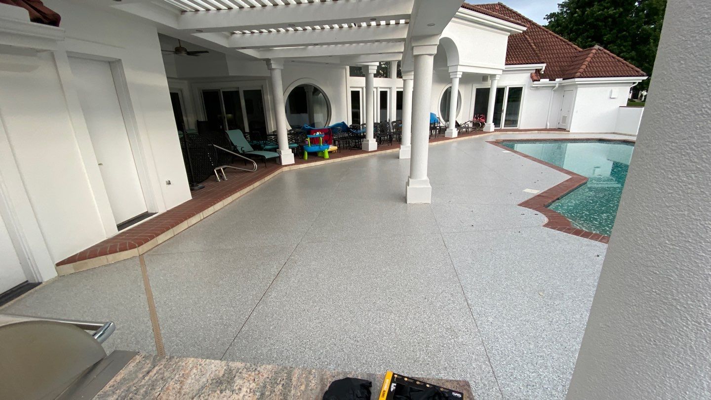 Pool Deck using Mount Everest by Select Painting, Coatings & Garage Cabinets