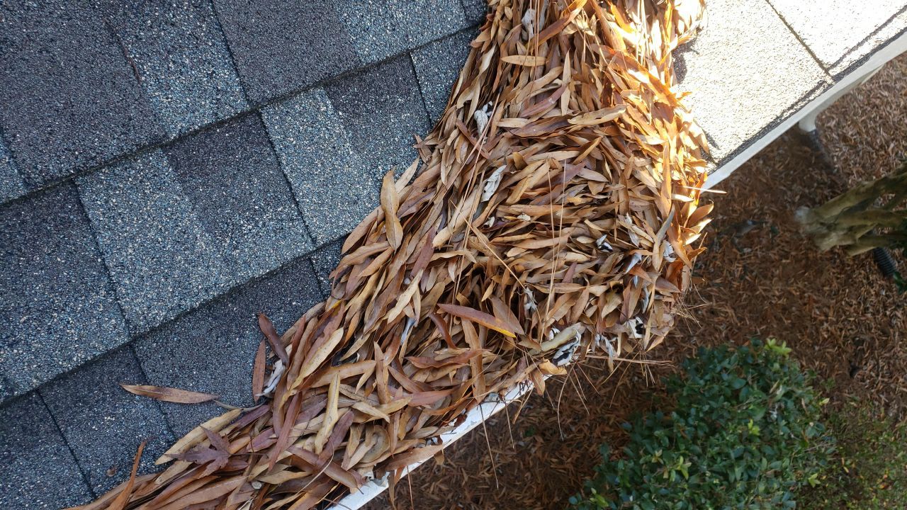 Sara Gutter cleanout using water by Power Wash Masters LLC