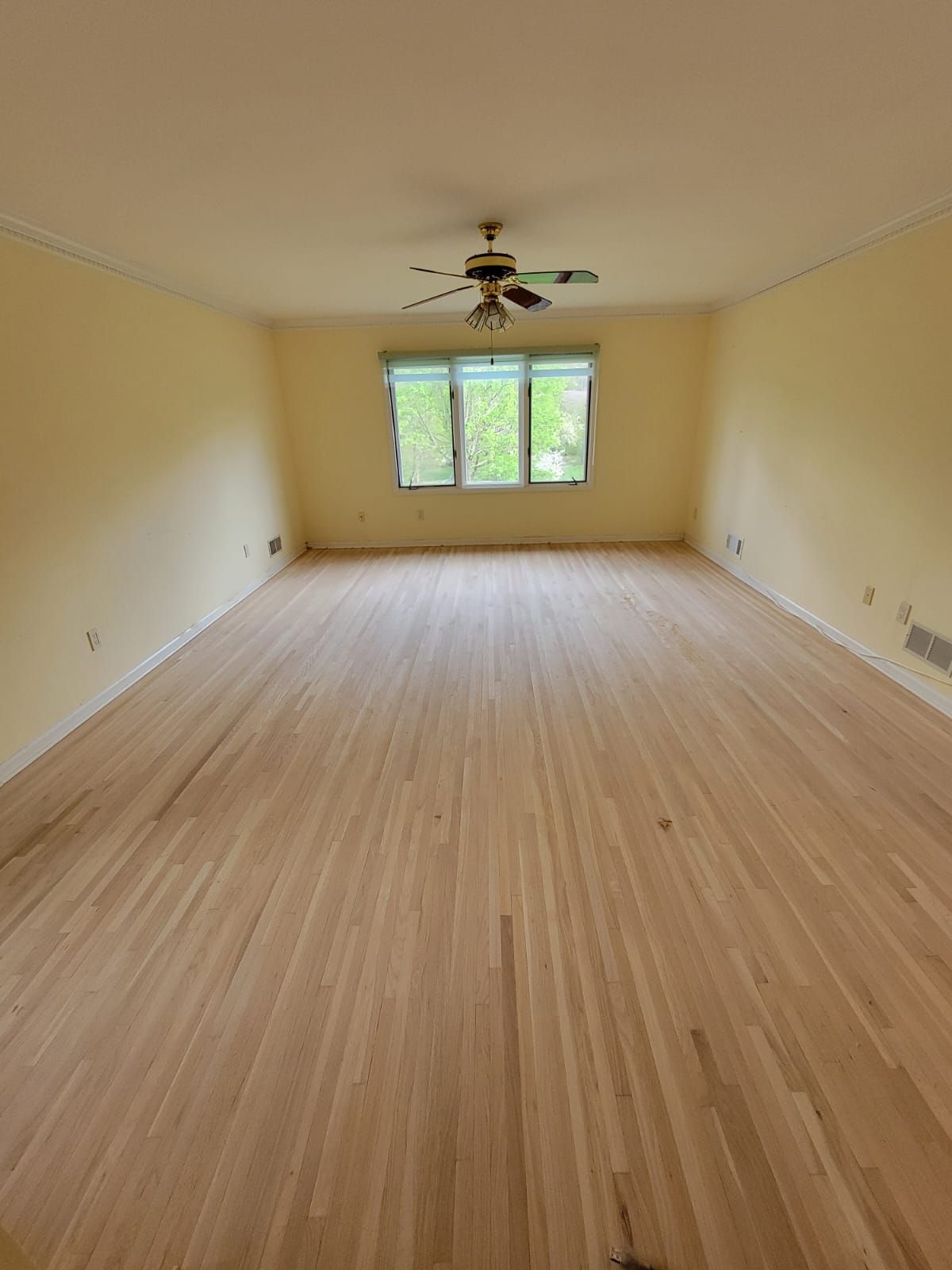 Red Oak refinished with DuraSeal Jacobean Stain and Bona Semi Gloss by Footprints Floors Morristown
