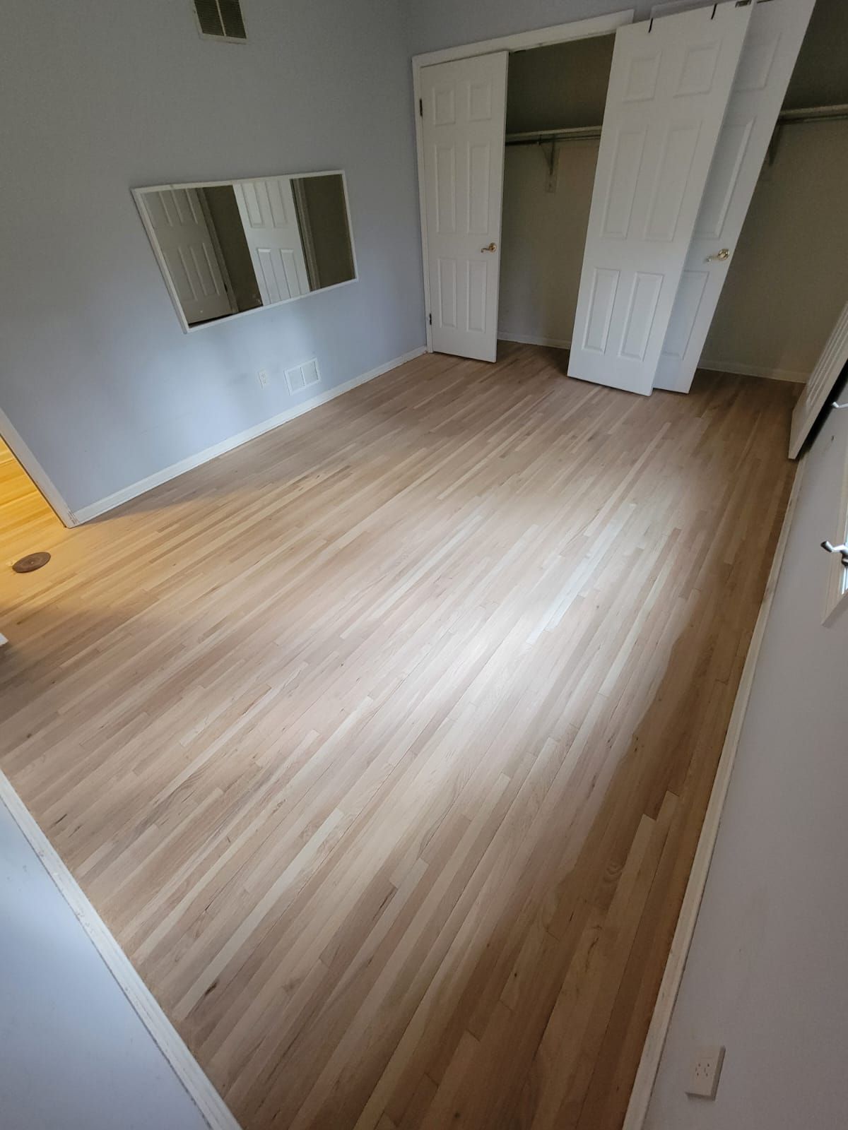 Red Oak refinished with DuraSeal Jacobean Stain and Bona Semi Gloss by Footprints Floors Morristown