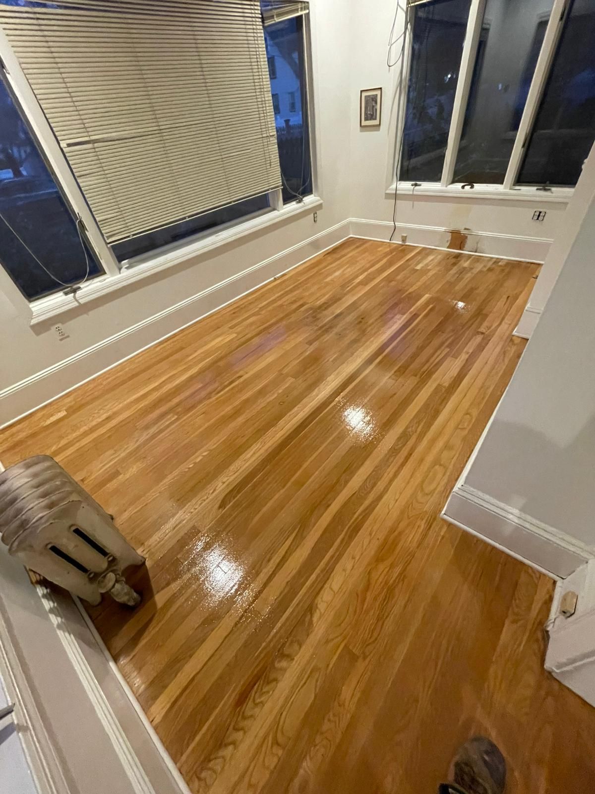 Hardwood floor repair and refinish using Duraseal Natural Stain with Semi Gloss Finish by Footprints Floors Morristown