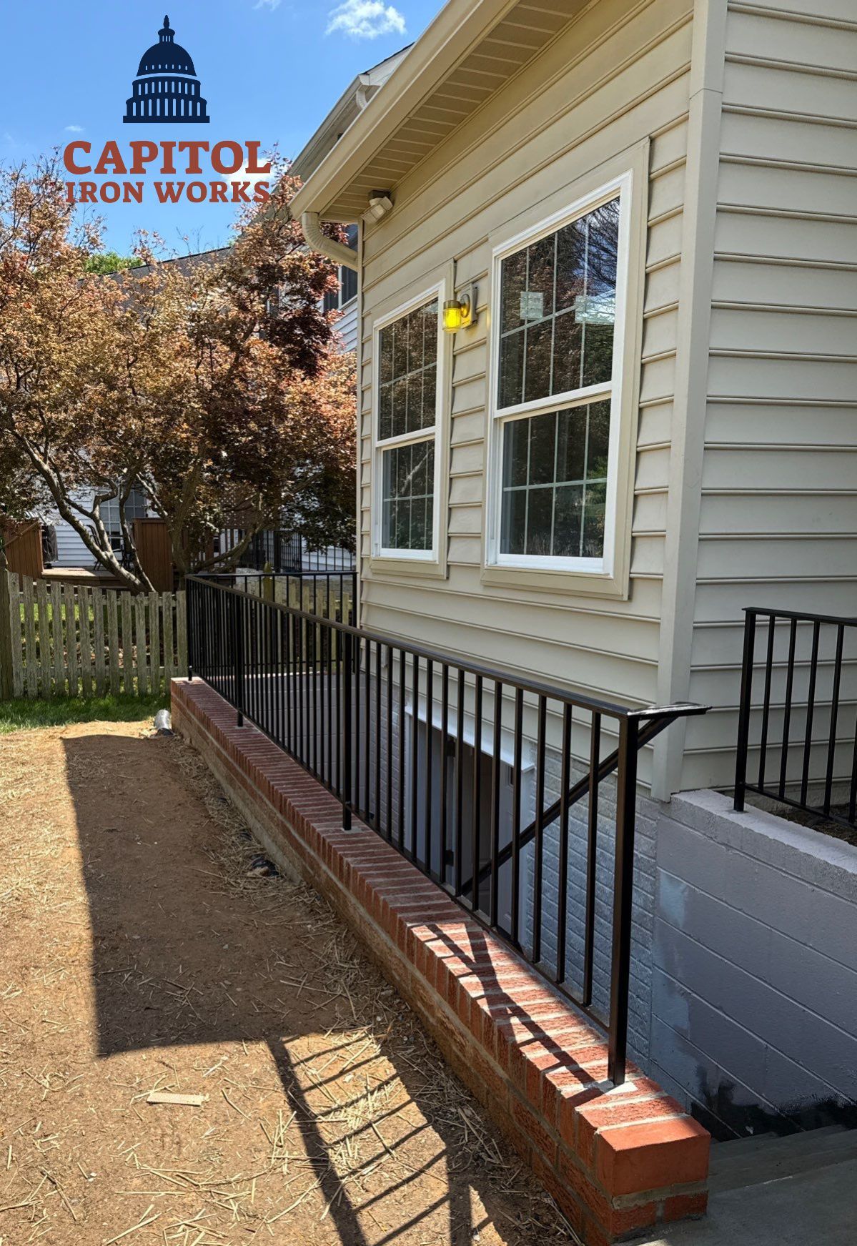 Basement Stairwell and Window Well Railing Installation in Germantown