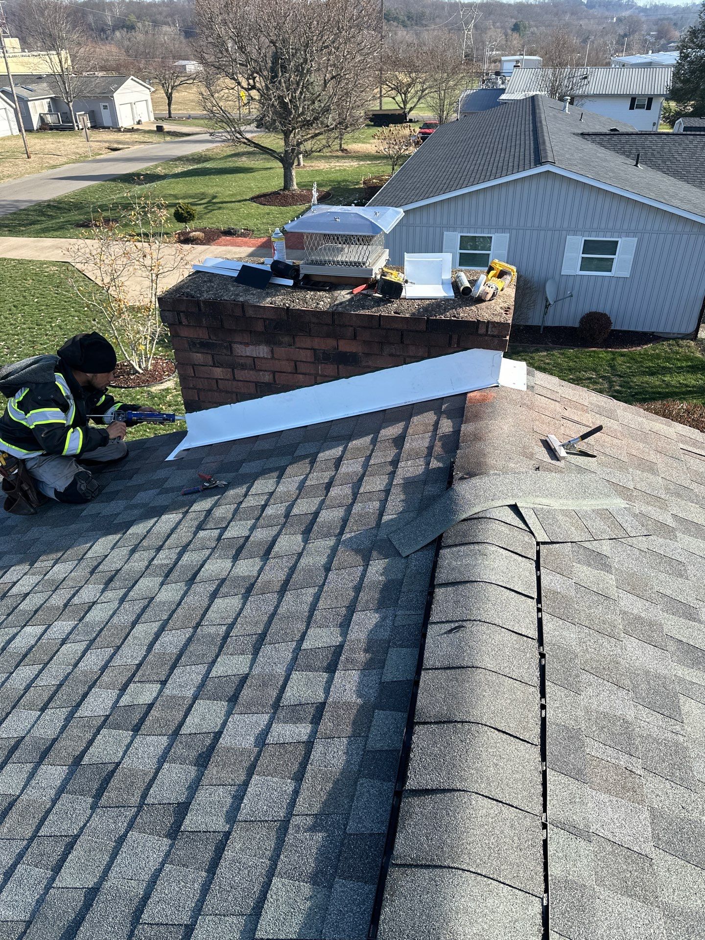 Residential Roofing Installation using GAF Timberline HDZ Charcoal by Rainstoppers Roofing