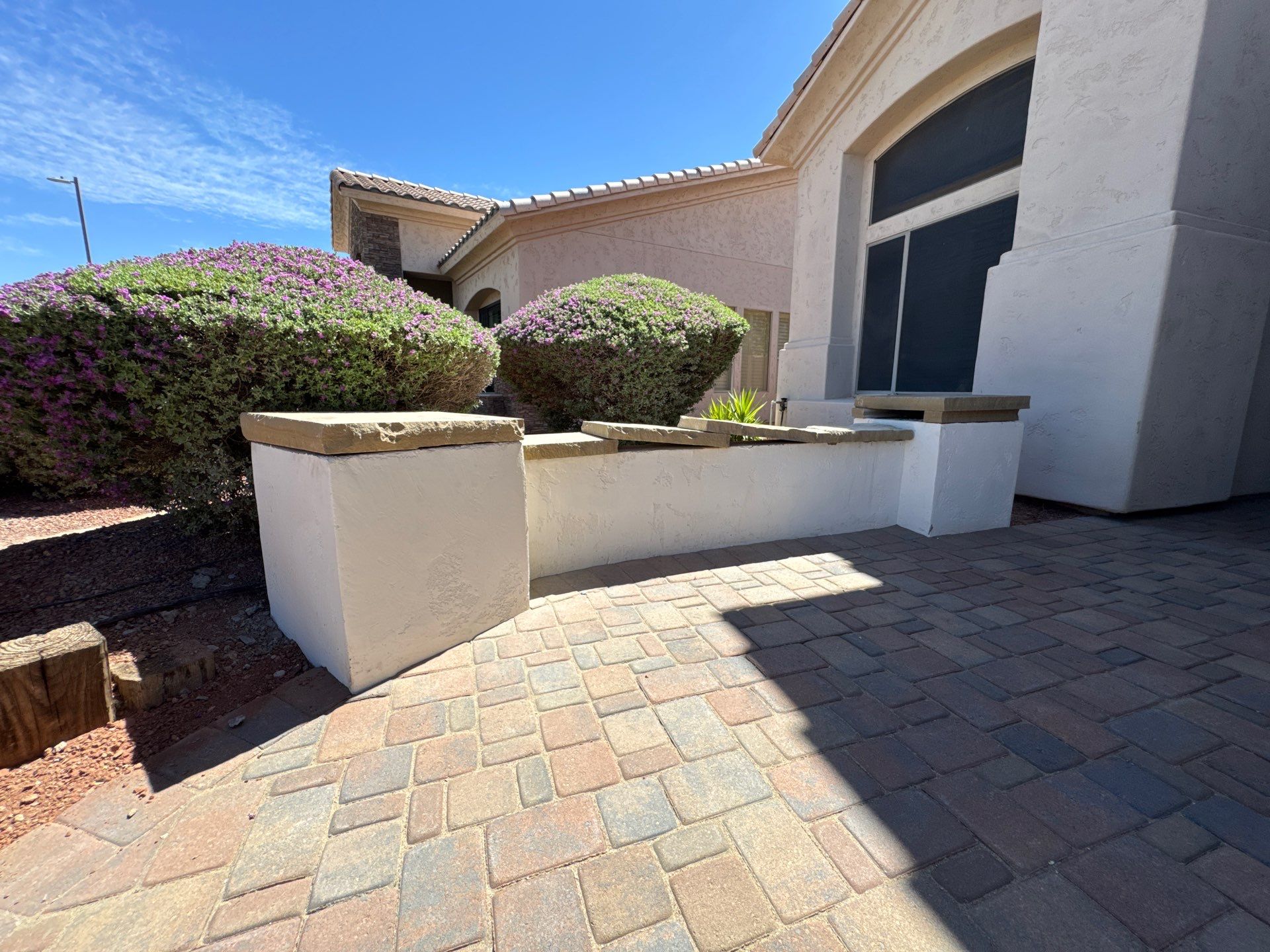 Custom Paver Walkway and Stucco Masonry Wall Installation in Glendale by We Do Hardscape