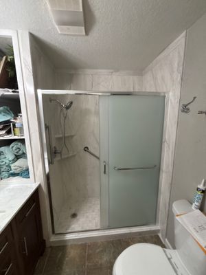 Tub to Walk-in Shower and New Vanity in Marble Falls
