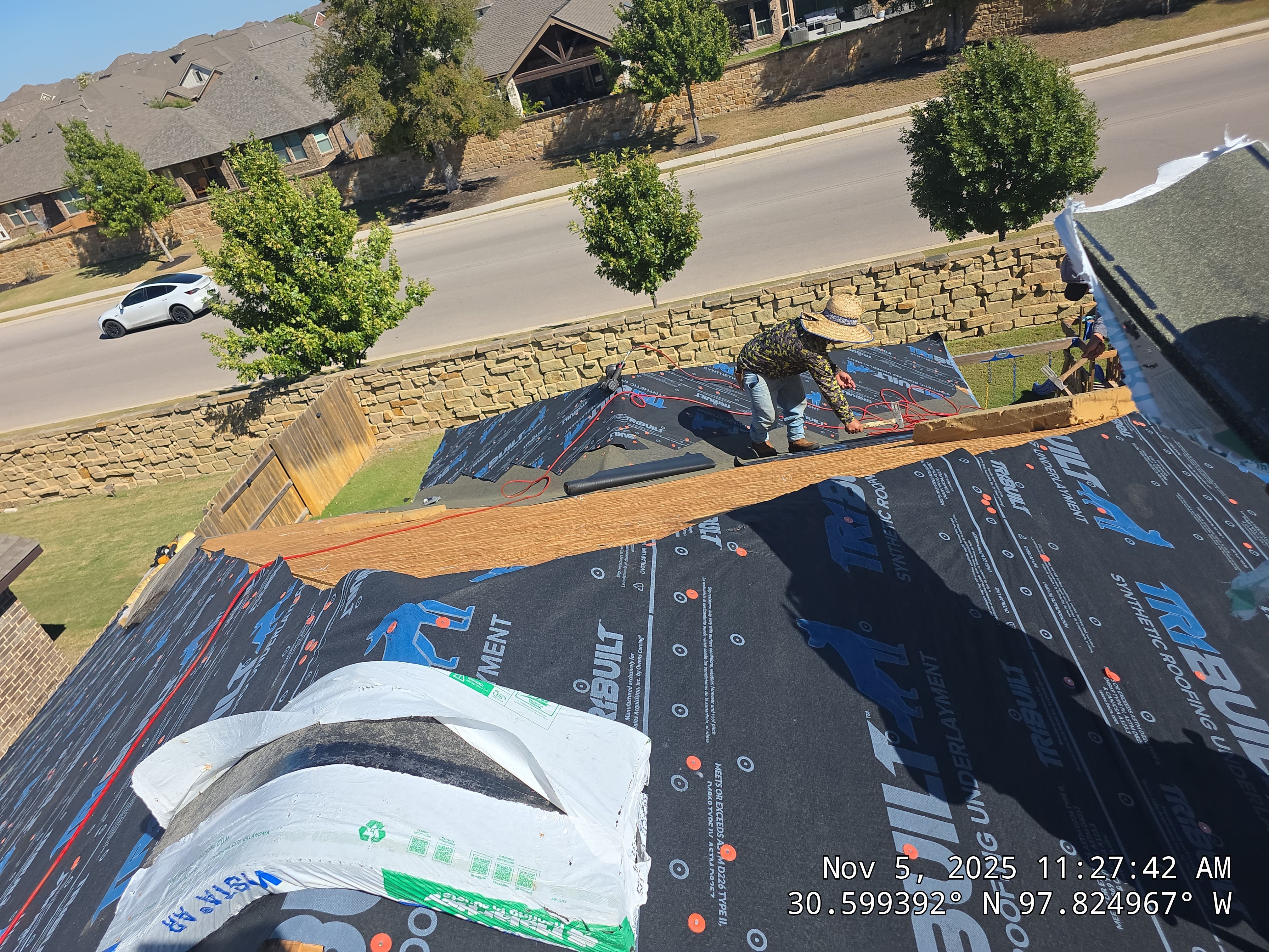 Hail Damage Roof Replacement and Sheathing Repair in Leander by Caliber Restoration LLC