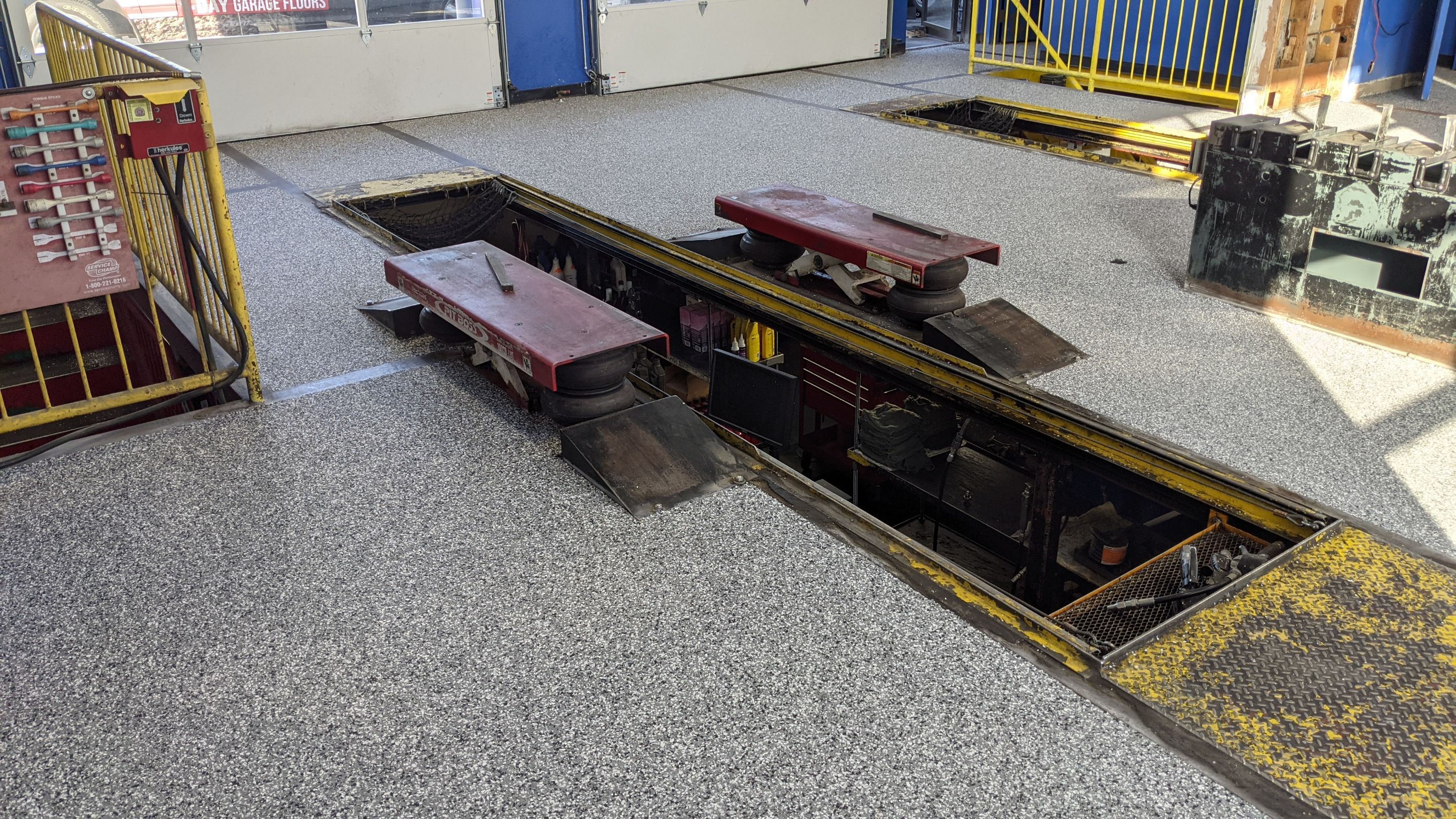 Commercial Floor Transformation using Slate Stone by Croc Coatings, LLC