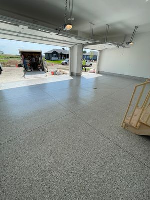 Grey Speckled Garage Floor Coating in Sioux Falls