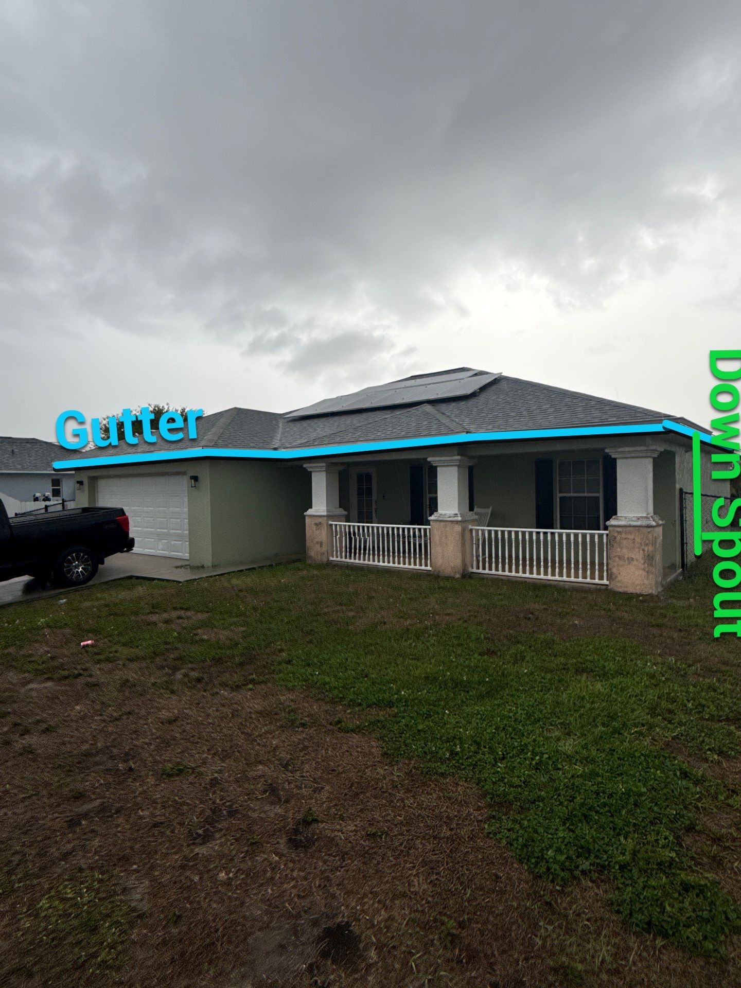Black Seamless Gutters using K-Style Seamless Gutters in Cape Coral FL by Gutter Professors