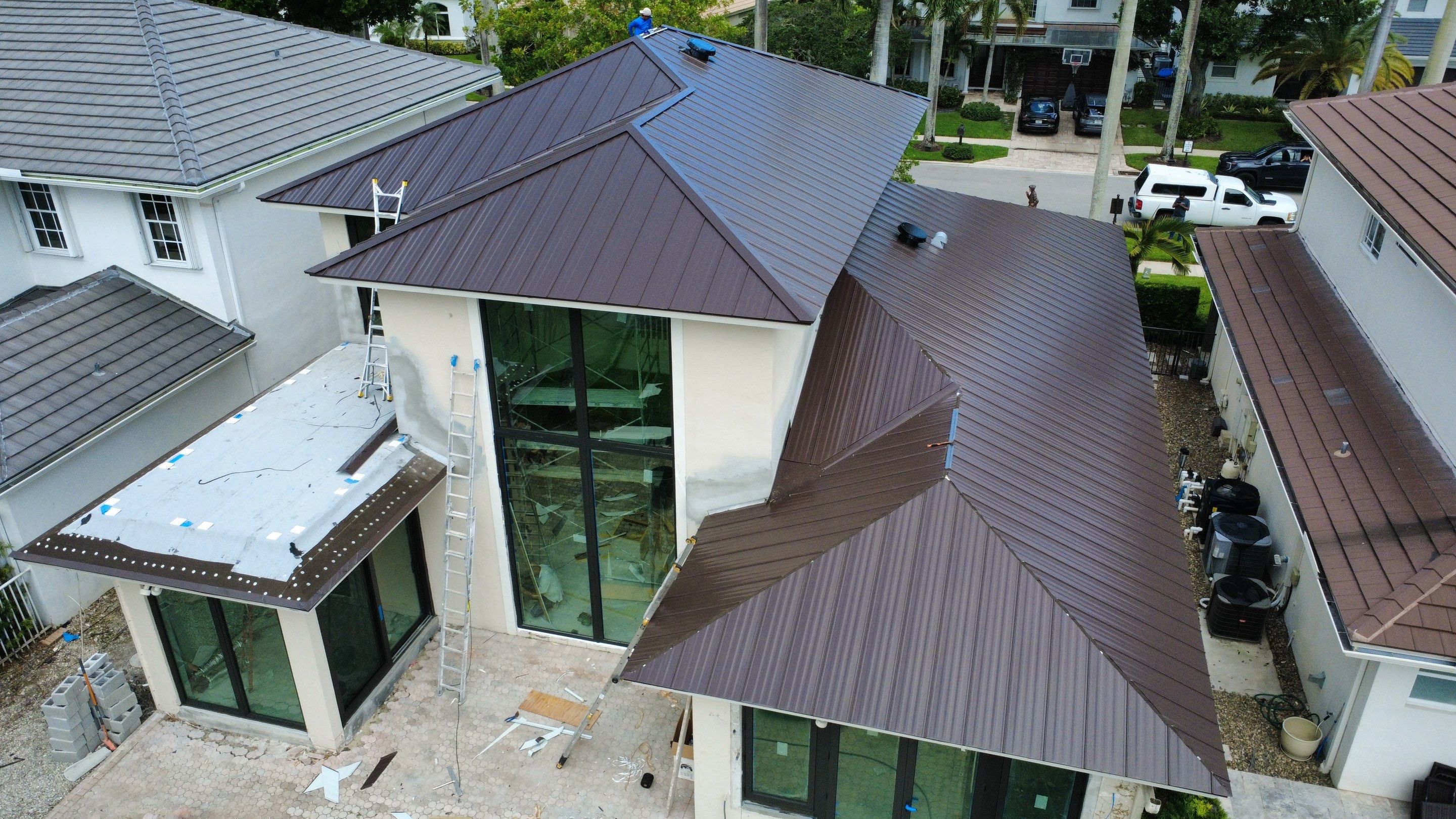 Residential Roofing Installation using 1" Nail strip metal roof by BLUES BROTHERS ROOFING