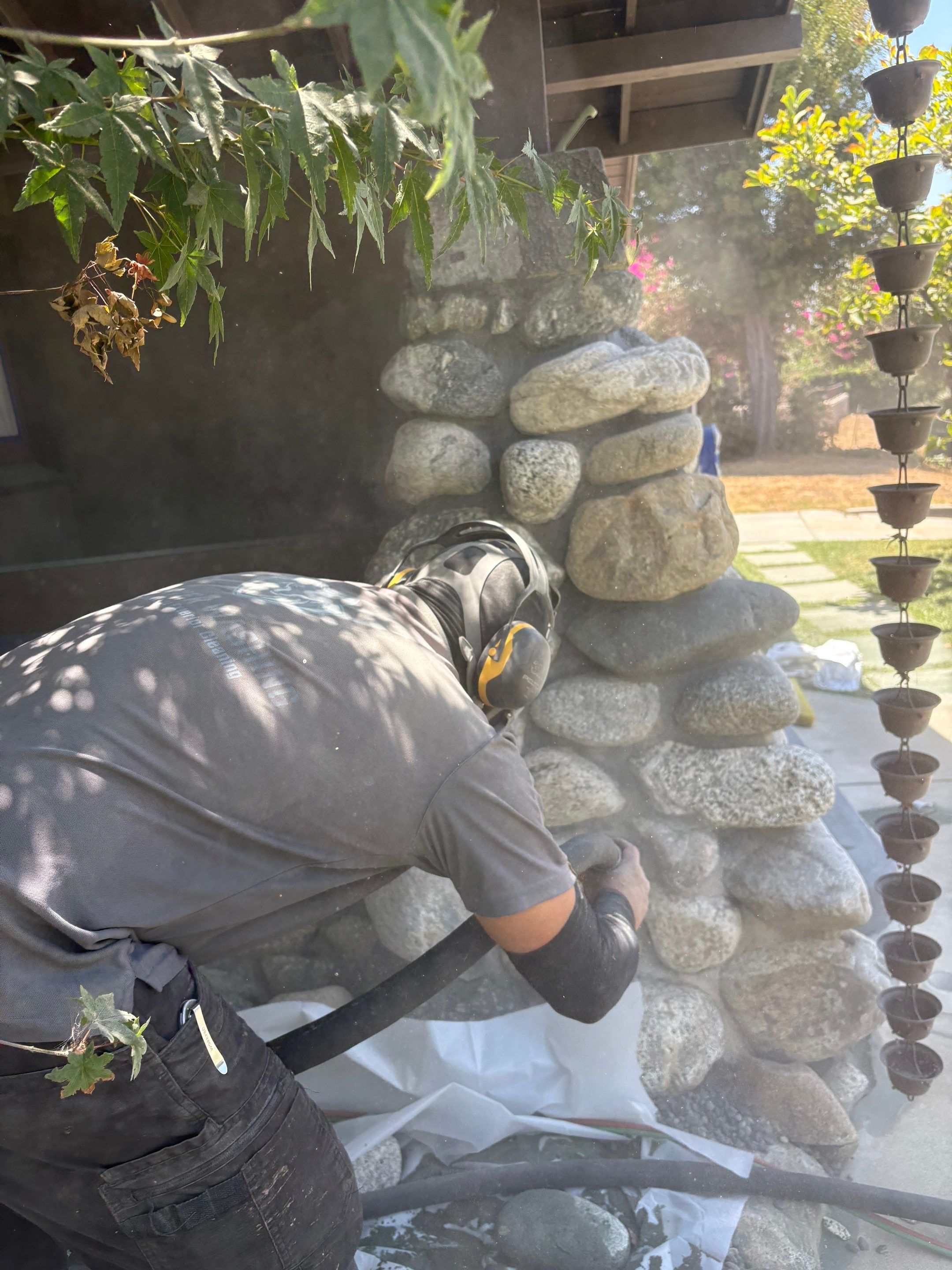Sandblastig & Staining Front Concrete Porch In Los Angeles, CA by La Power Washing Inc