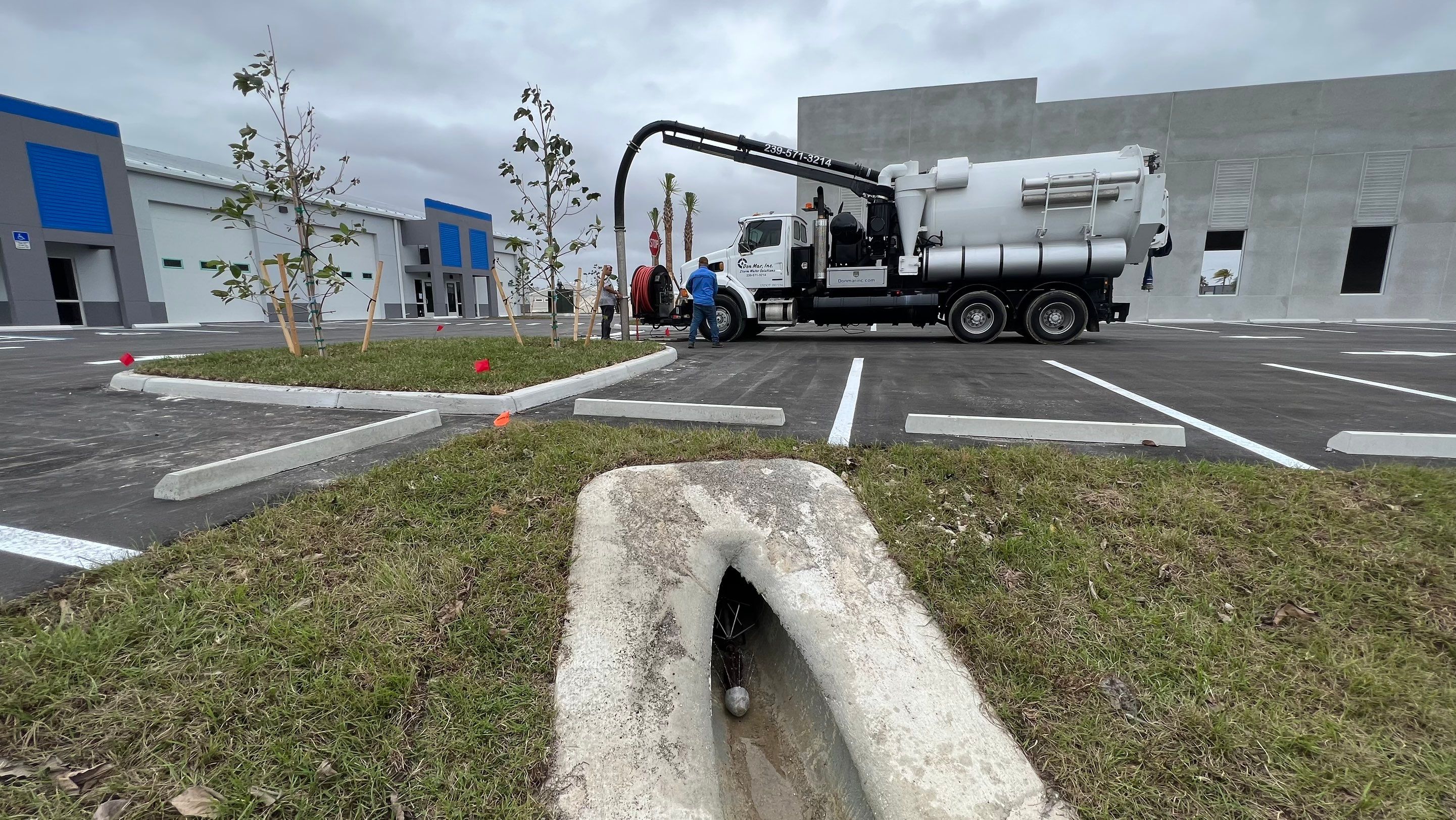New Construction Storm Drain System Cleaning by APS Power & Water