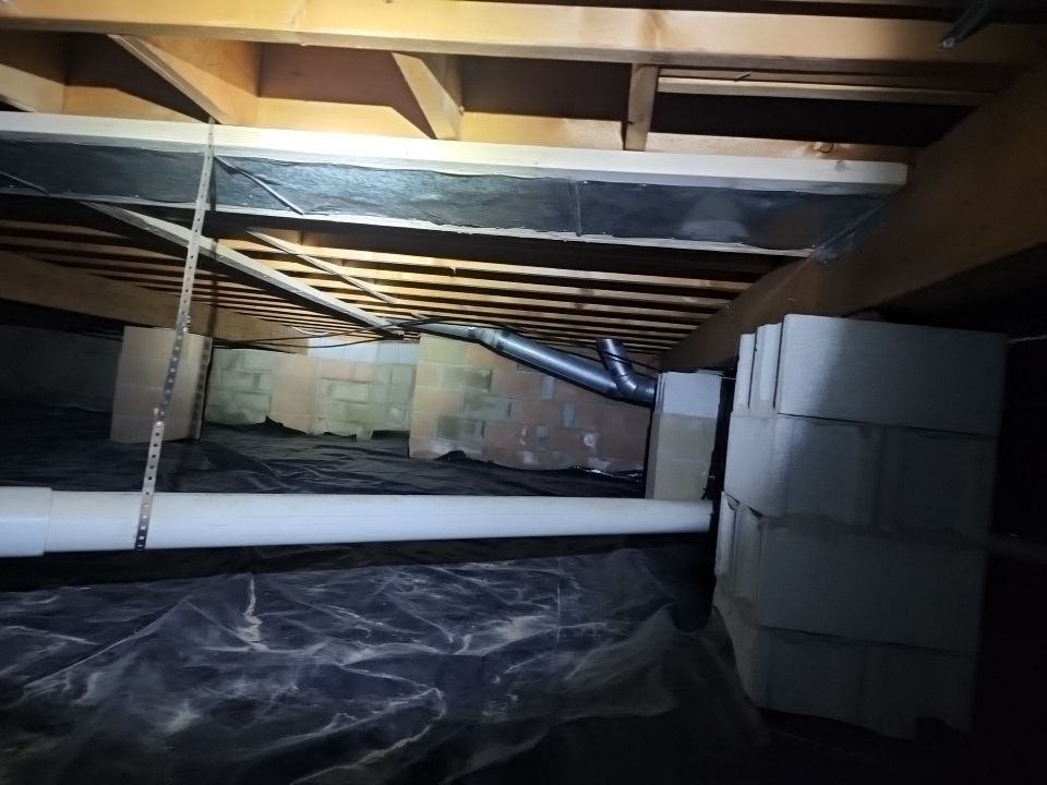 Crawl space encapsulation and Waterproofing using Structural Wood and Steel Reinforcements by Toledo Basement Repair 