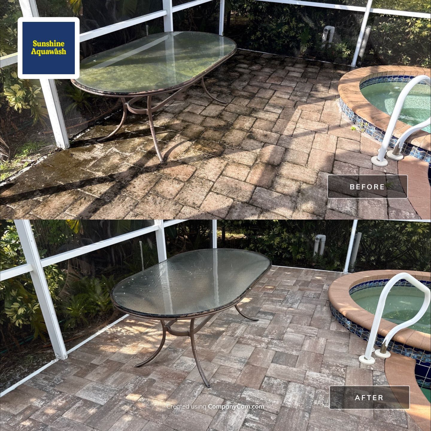 Paver Pool Deck & Screen Enclosure Transformation | University Park, Sarasota FL by Sunshine AquaWash