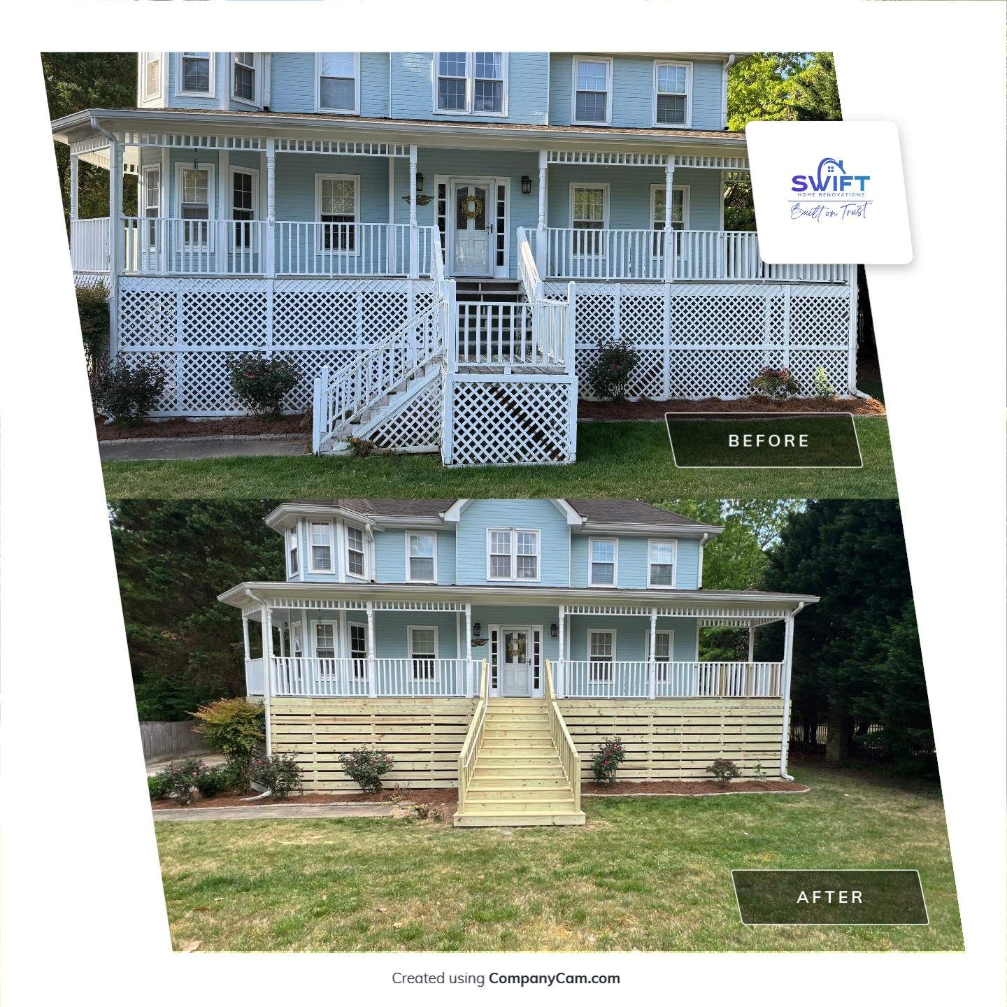 Marietta Porch Upgrade with Horizontal Pressure-Treated Wood Slats by Swift Home Renovations