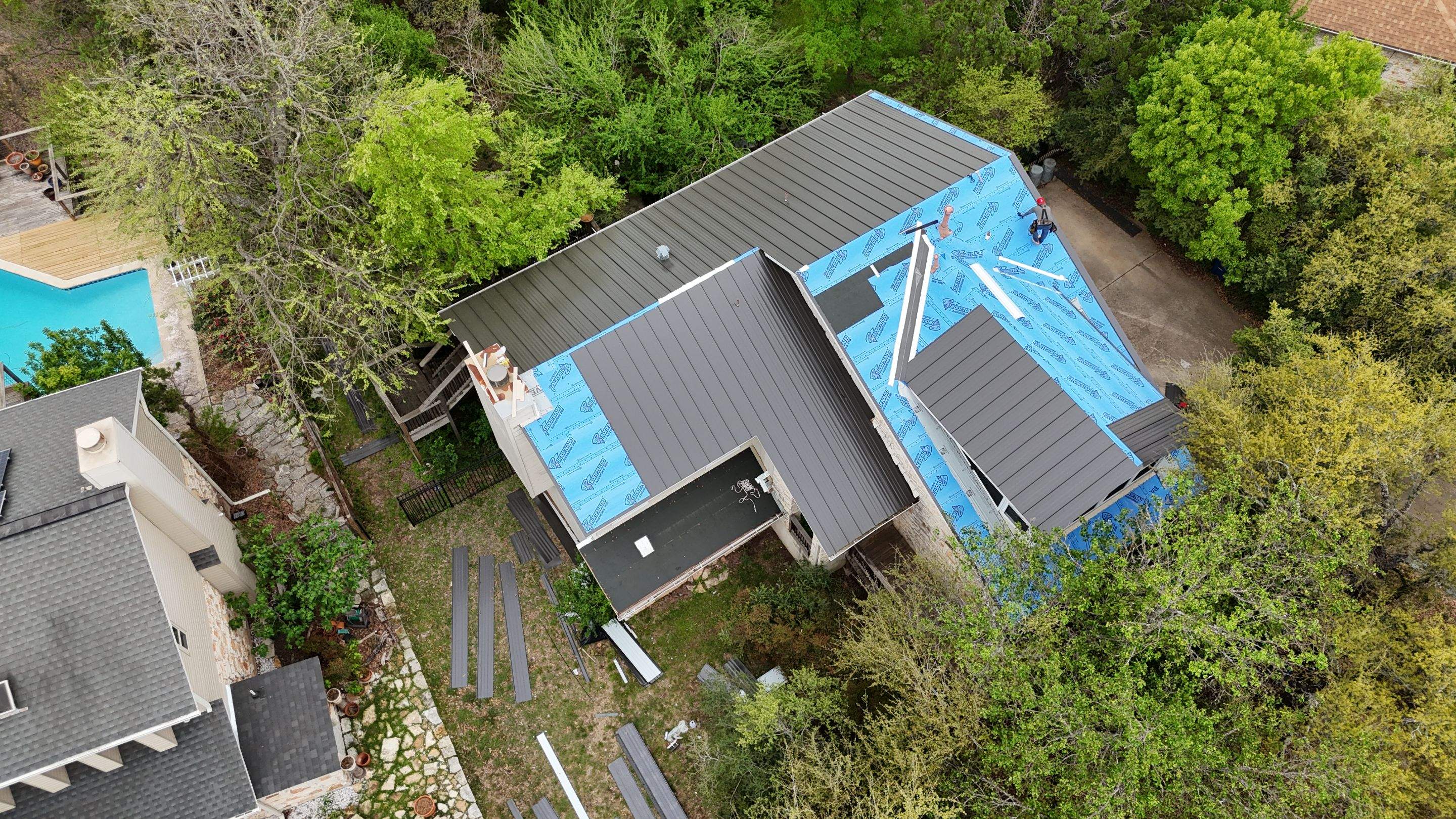 Dark Bronze - L&A Standing Seam with Striations by RoofsOnly.com