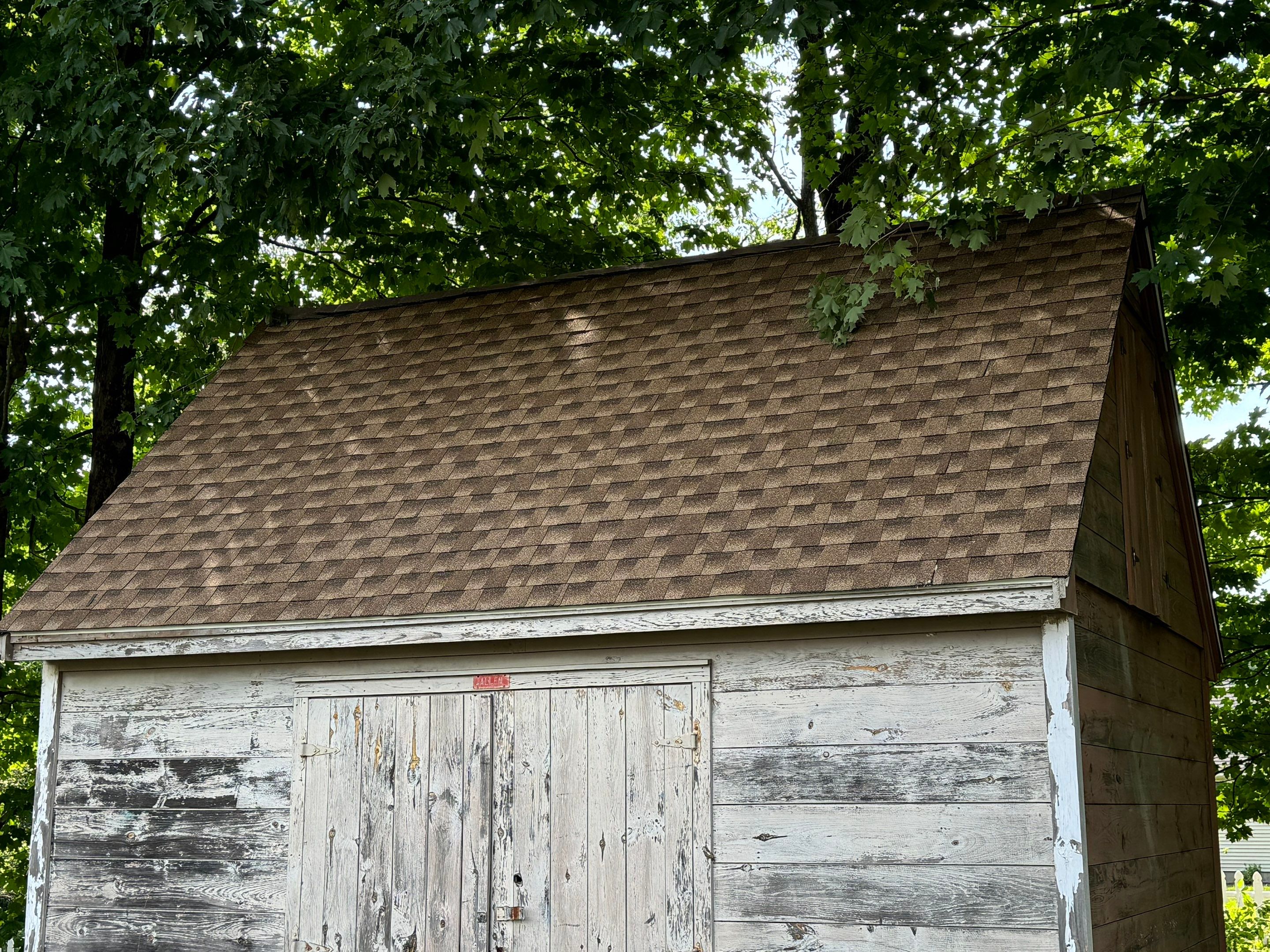 Garage and Shed Roof in Northwood New Hampshire by Tall pine roofing