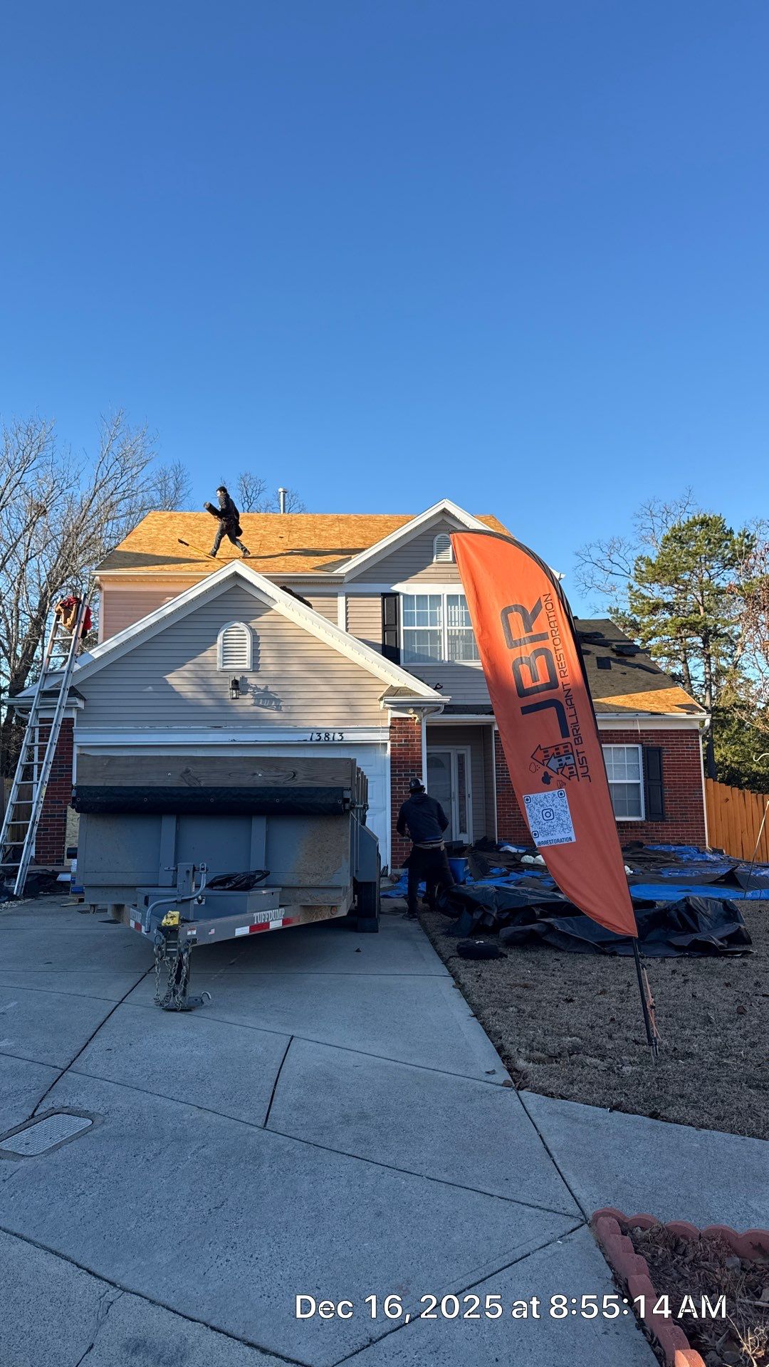 Roof replacement by hail and wind damage by Just Brilliant Restoration JBR