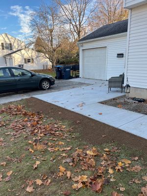 Broom finished concrete patio