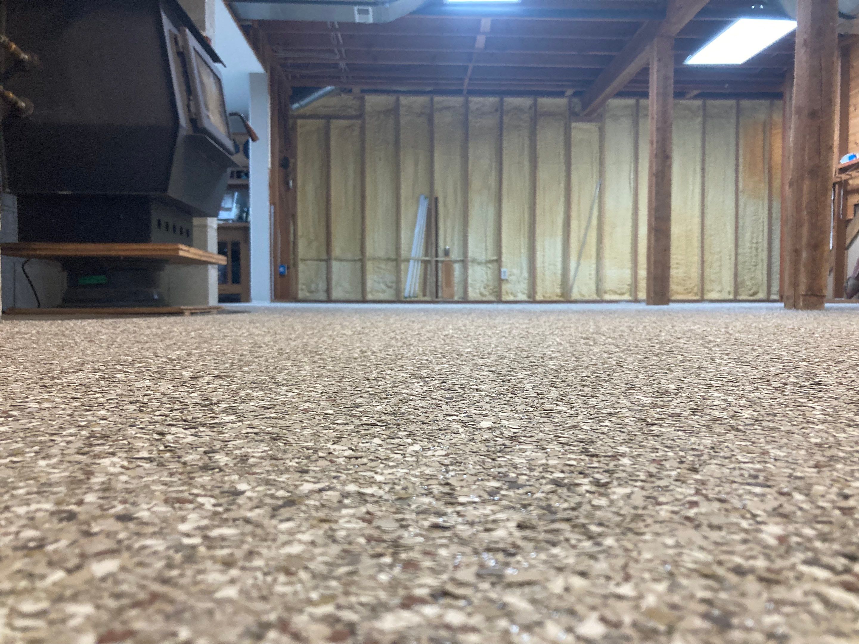 Basement Transformation using Pebble Beach by Croc Coatings, LLC