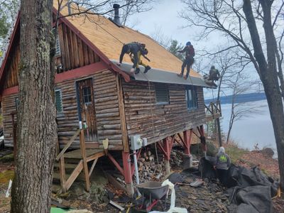 Asphalt Shingle Roof Replacement for Raymond Lakefront A-Frame Cabin