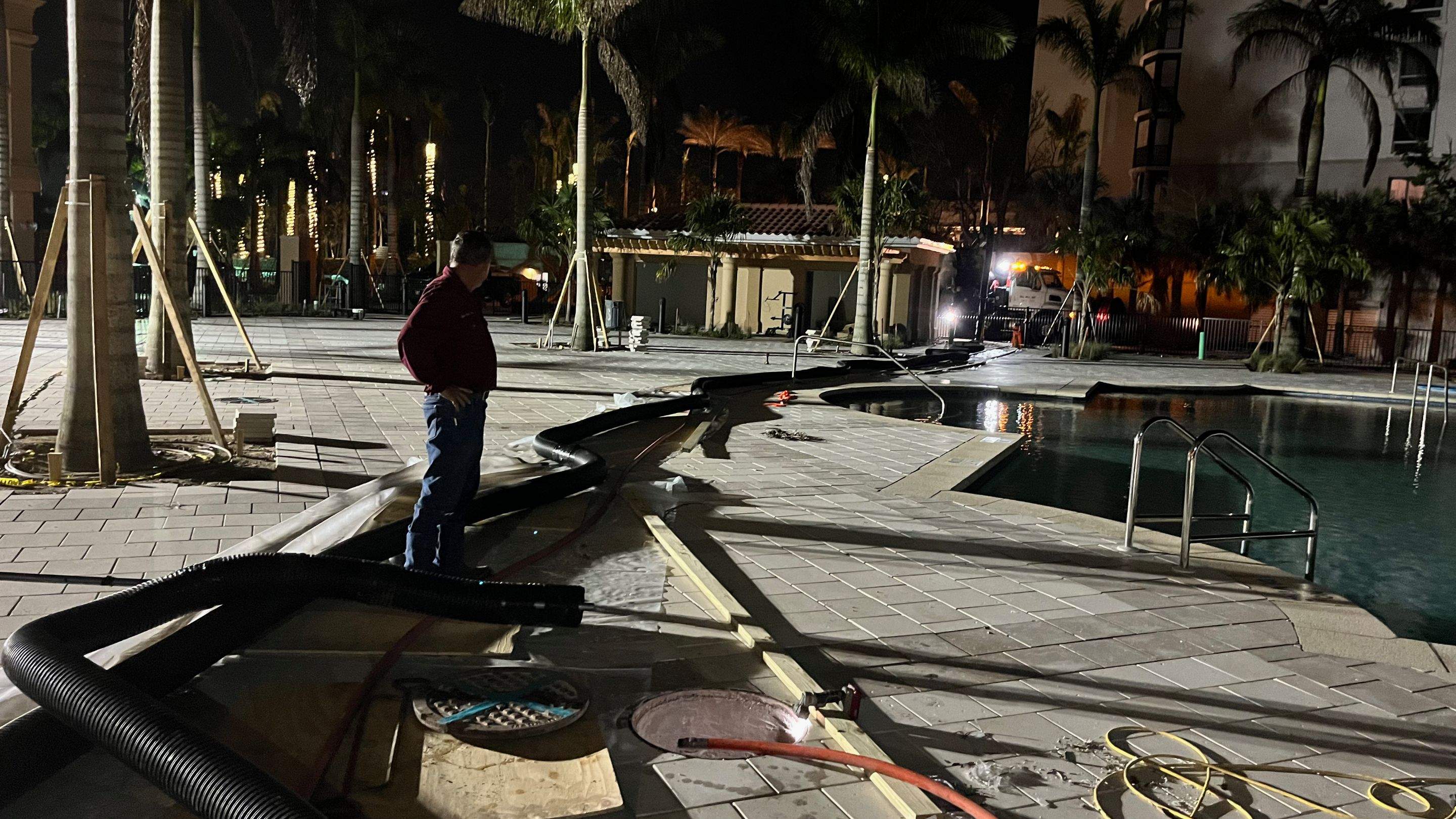 Ritz-Carlton S. Pool Deck & S. Service Rd Drain Cleaning by APS Power & Water