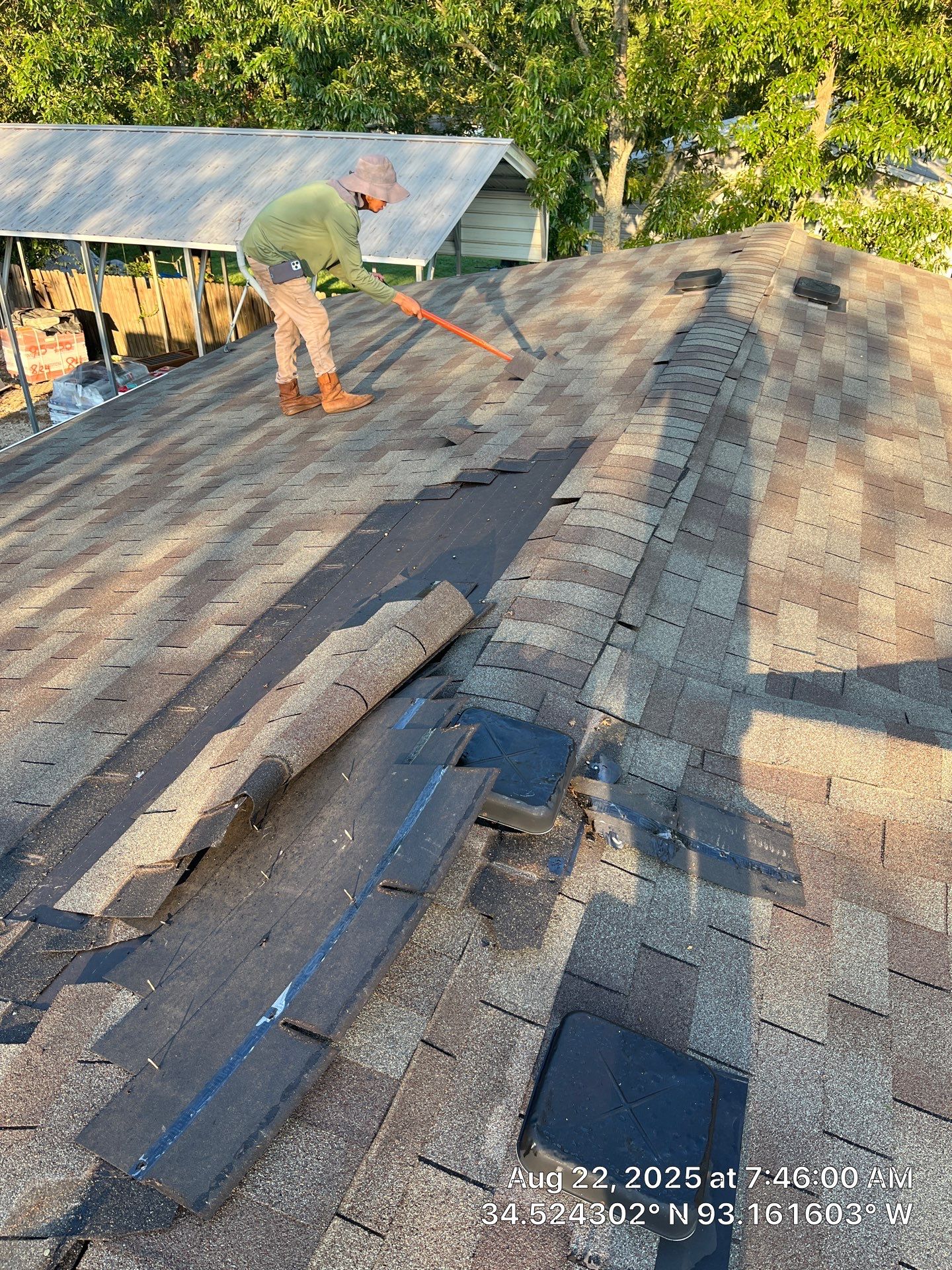 GAF Timberline HDZ Roof Replacement and Decking Repair in Hot Springs by Temple Roofing and Exteriors