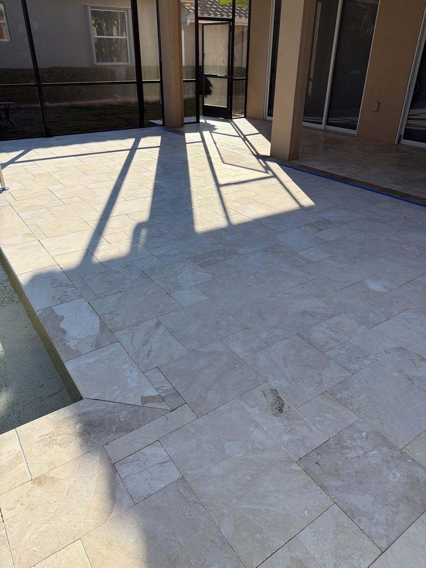 Travertine Paver Sealing Project in Sun City Center by Supreme Paver Experts
