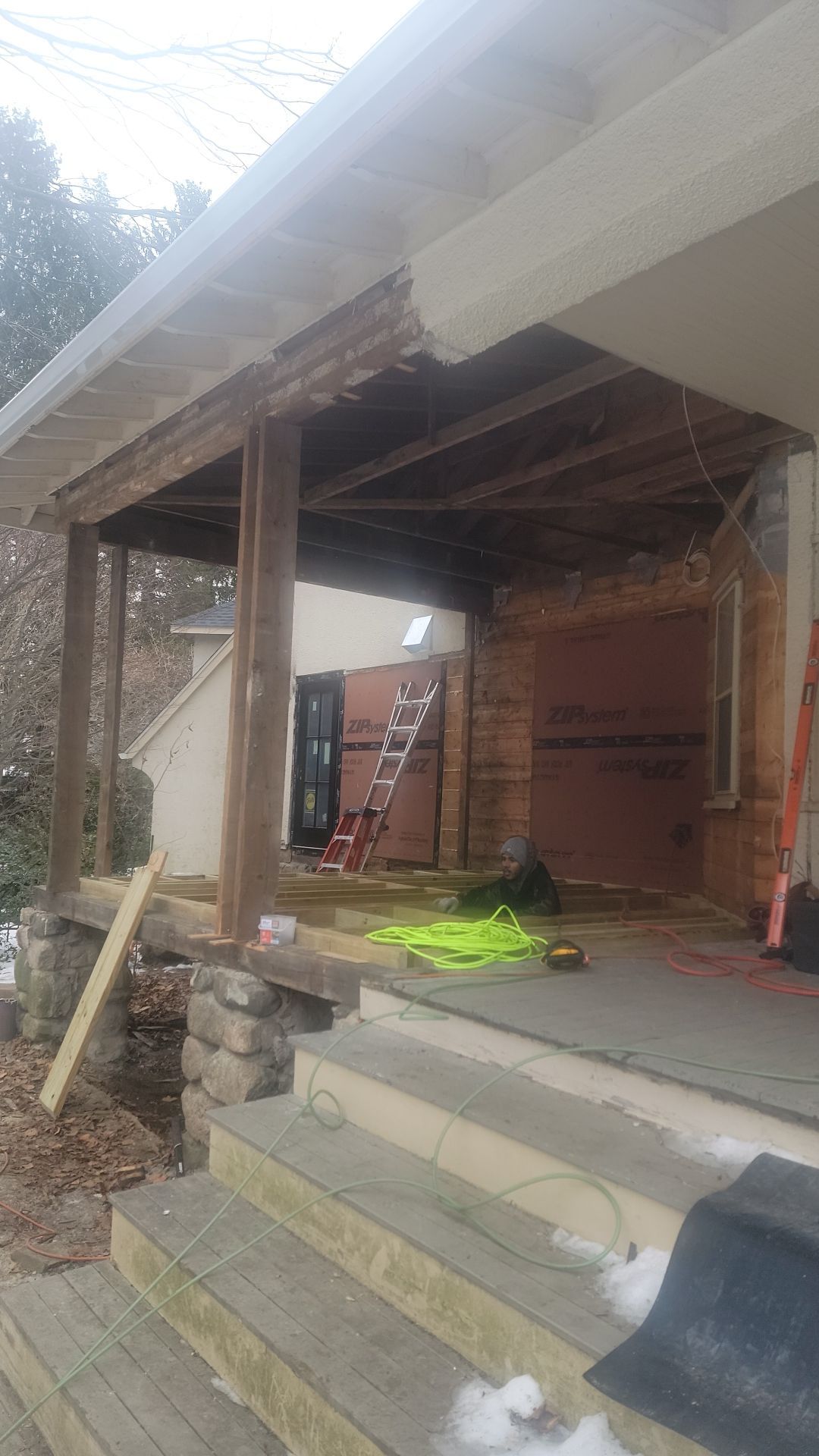 In progress: Exterior renovation in Wellesley MA  by UBrothers Construction