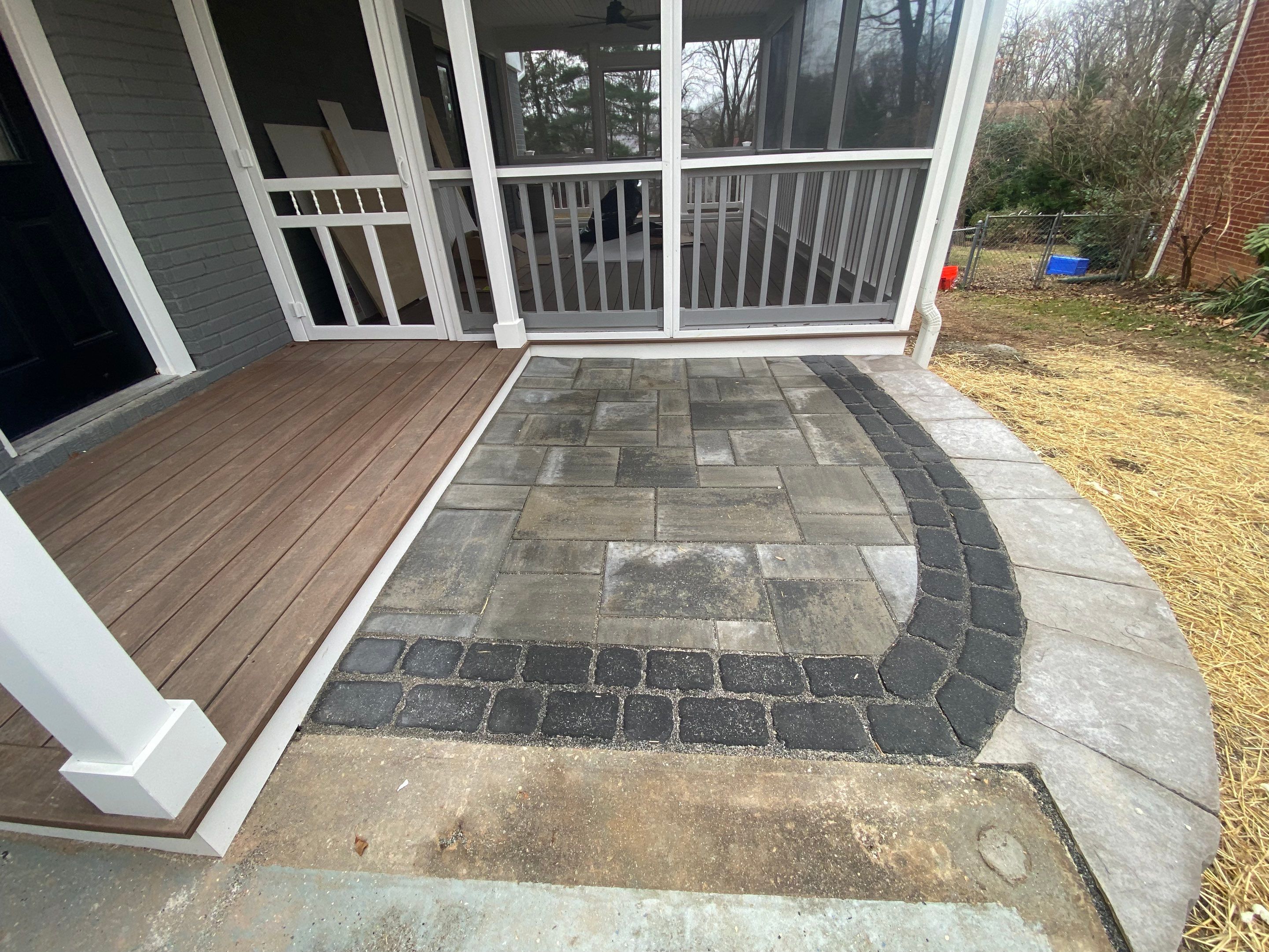 Retaining wall, walkway, small patio and landscape install by The Smet Companies, LLC