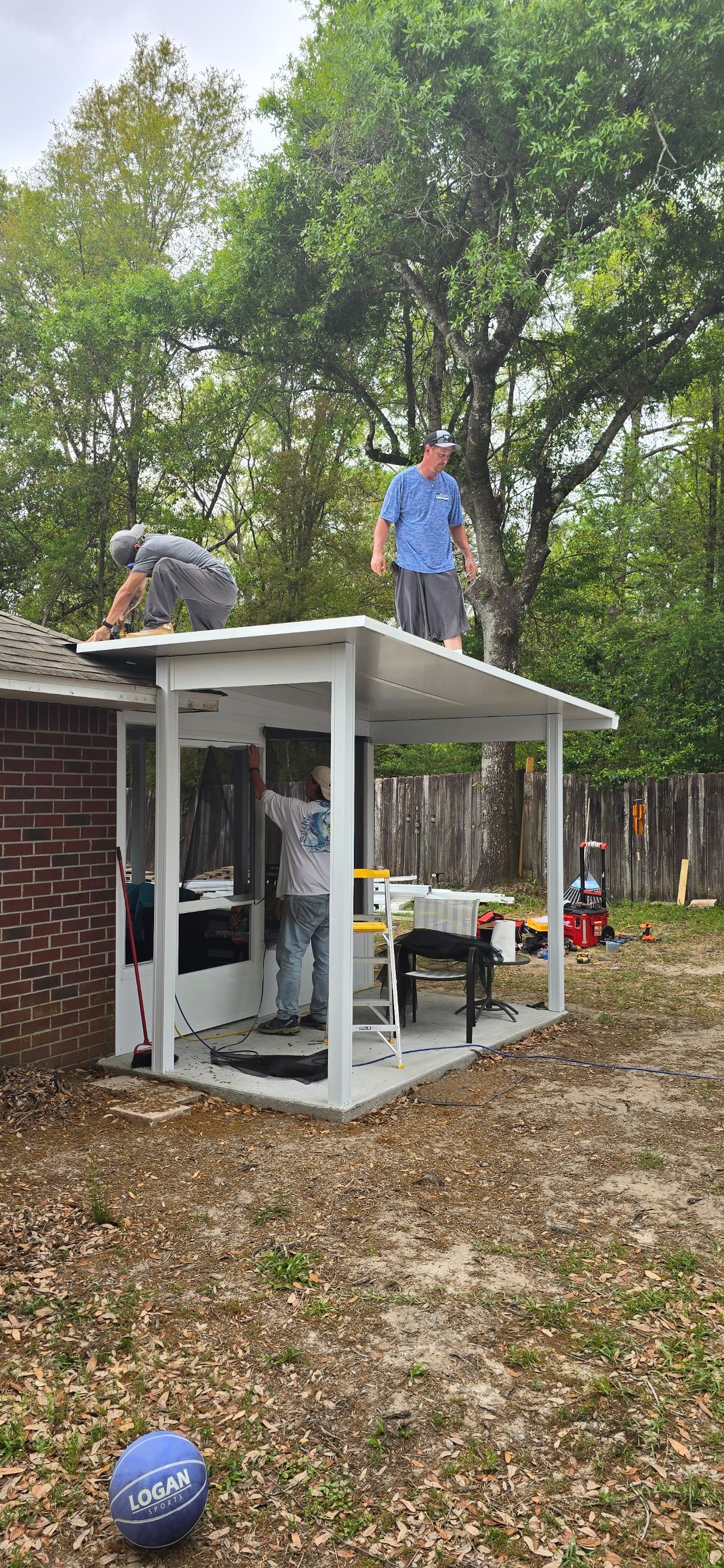 Screen Room w/Adjacent Patio Cover by Titan Sunrooms