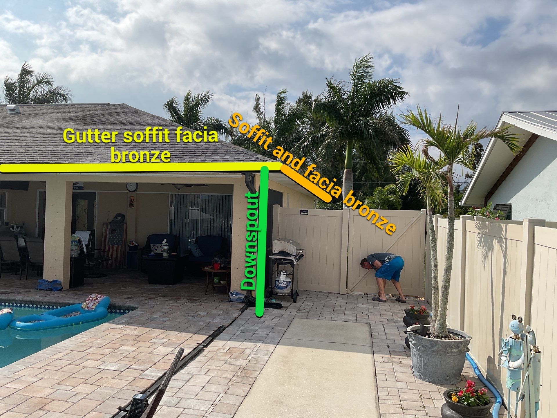 Musket Brown Gutter Installation and Soffit Fascia in Cape Coral FL by Gutter Professors