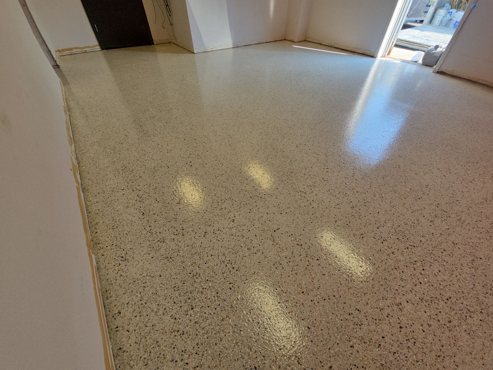 Commercial Floor Transformation using Jawbreaker w 2% Glitter by Croc Coatings, LLC