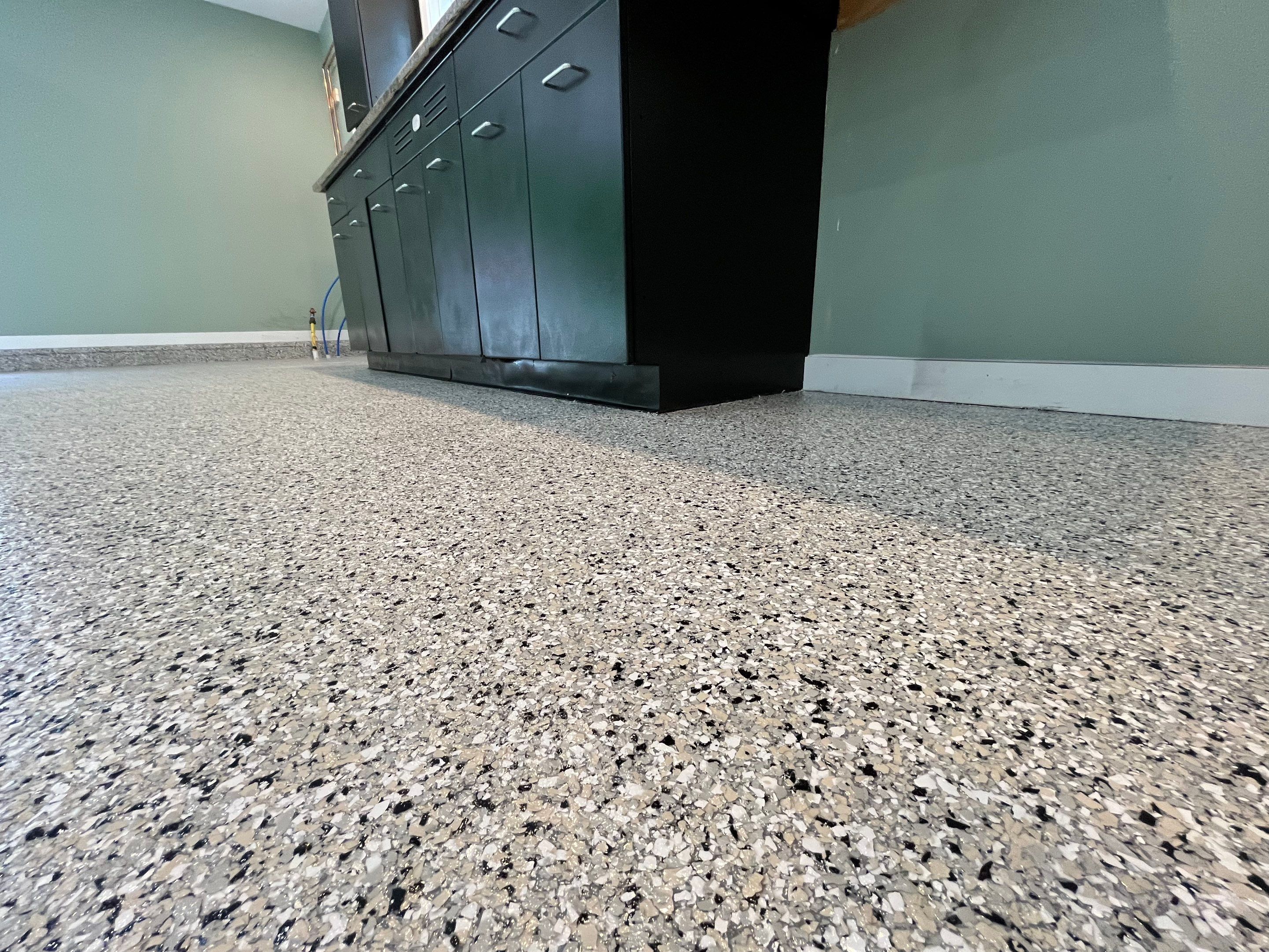 Cabin Fever Flake Garage Floor  by Level 10 Coatings