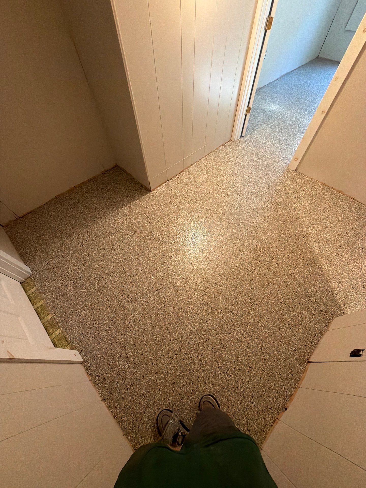 Custom Epoxy Flake Floor Installation for Spring Lake Residence by Gordon Painting