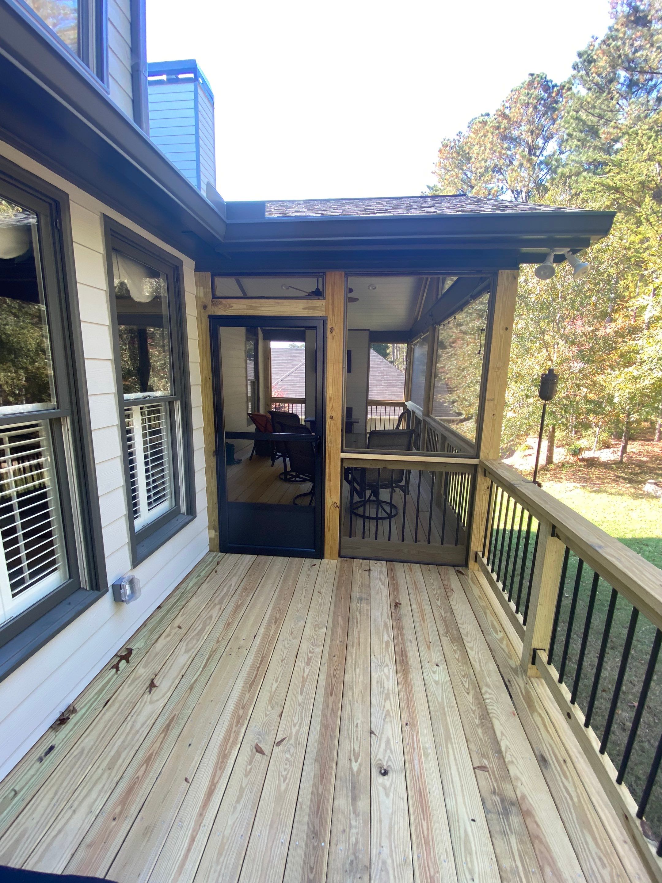Custom Screened Porch Addition and Wood Deck in Acworth by Swift Home Renovations