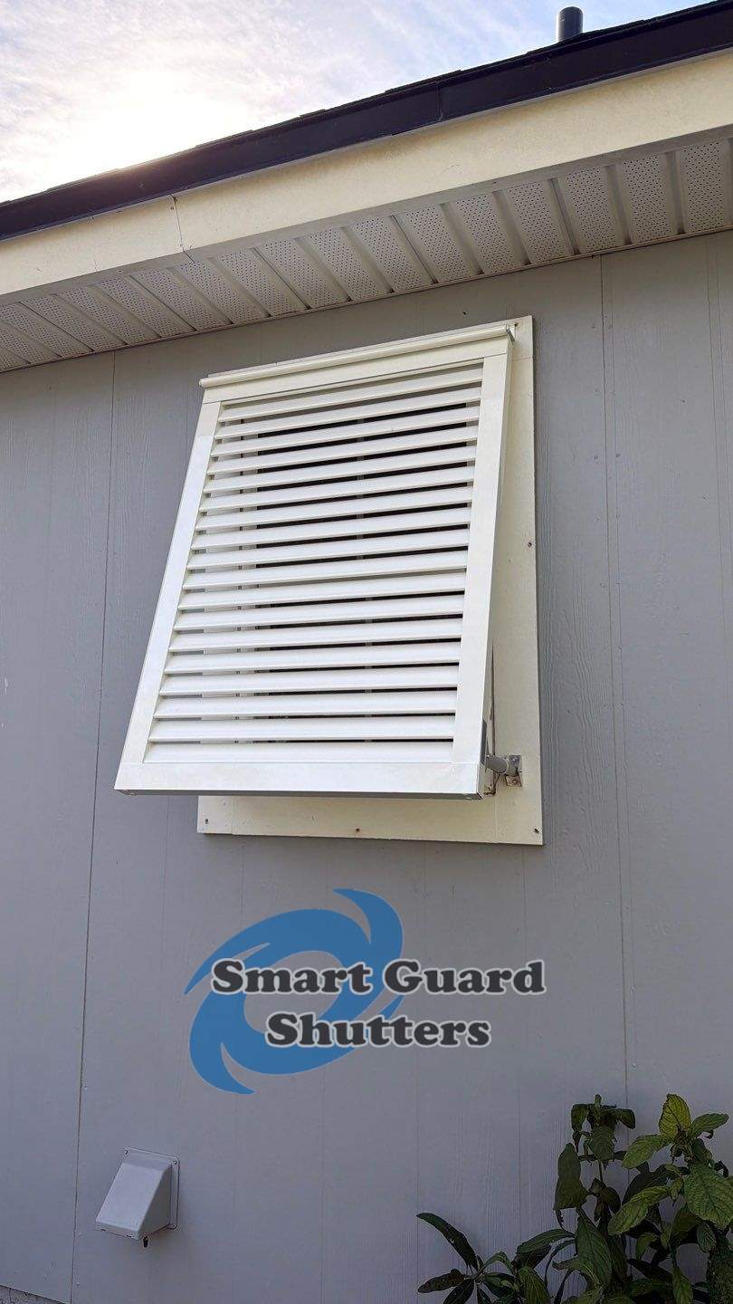 Decorative Bahamas in Signal White by Smart Guard Shutters