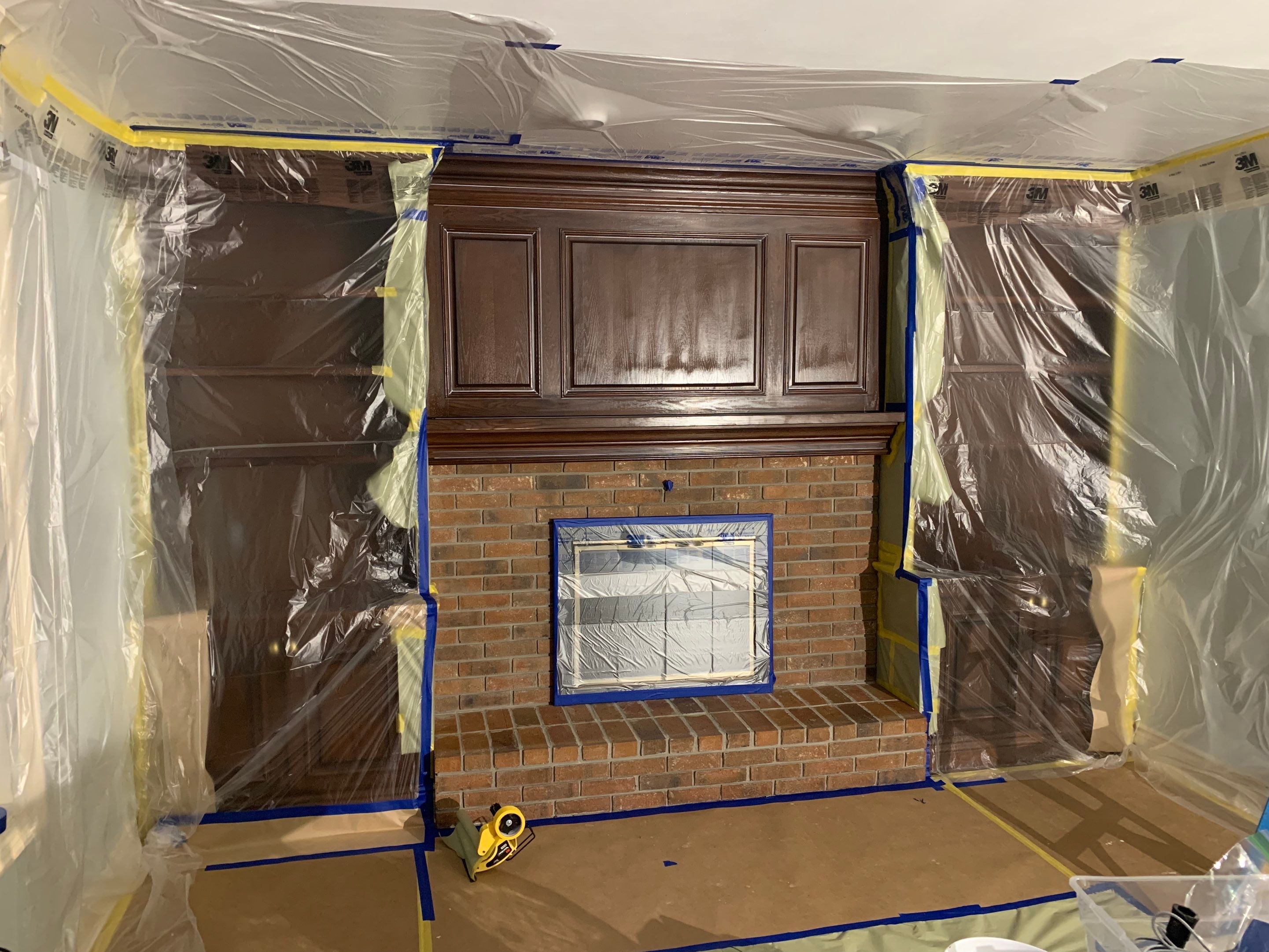 Fireplace/Mantle and Painting Stenciled Walls by Empire Painting Services, LLC