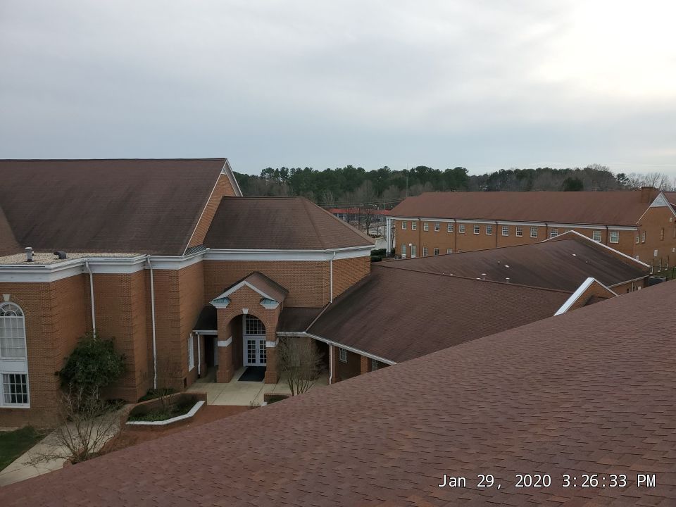 Roof replacement in Church by hail and wind damage by Just Brilliant Restoration JBR
