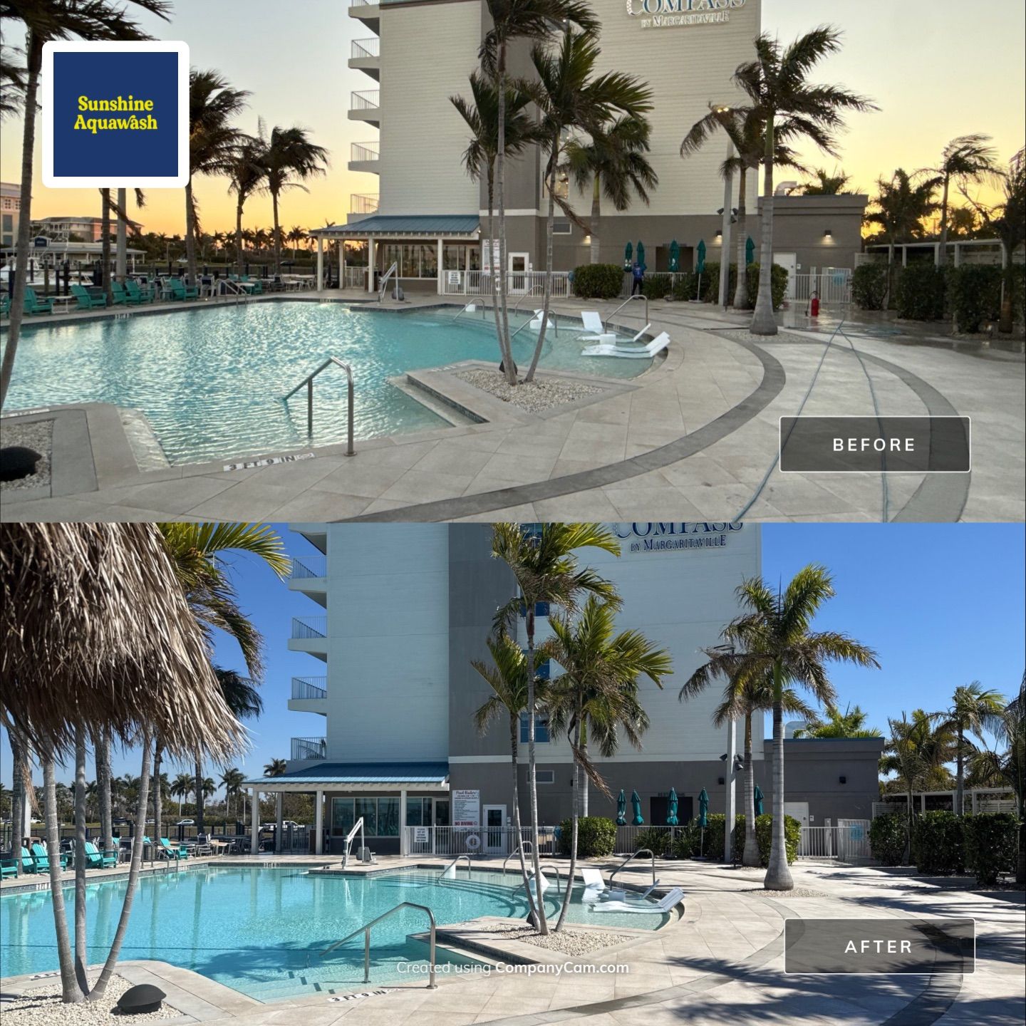 Hotel Pool Deck Cleaning at Compass Hotel Near Anna Maria, FL by Sunshine AquaWash