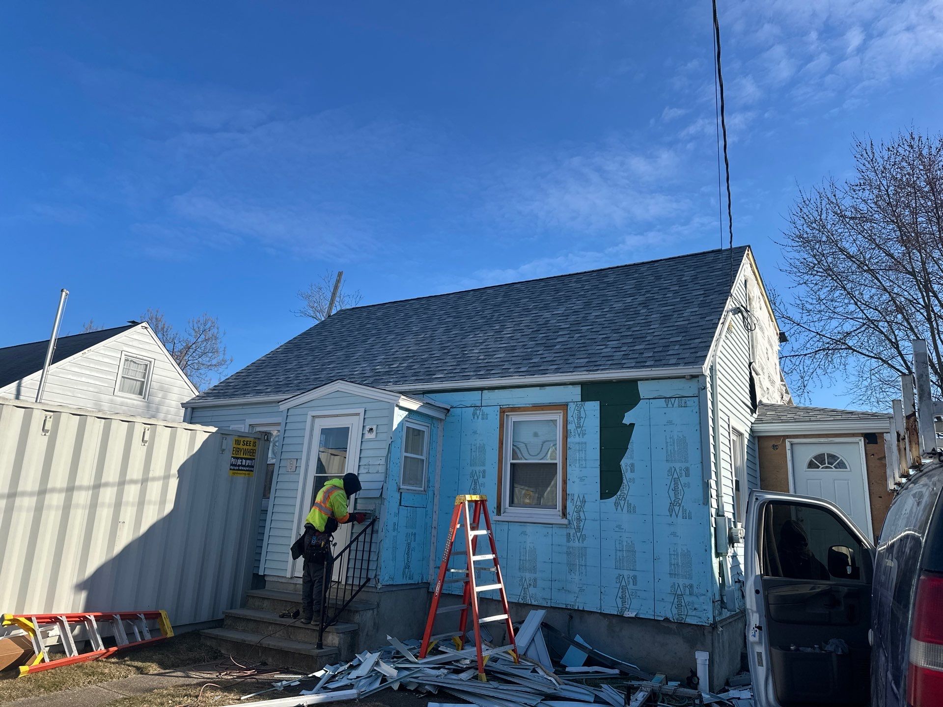 Siding Installation using CertainTeed Monogram Vinyl Siding - D4 - Sterling Gray by A Plus Exterior