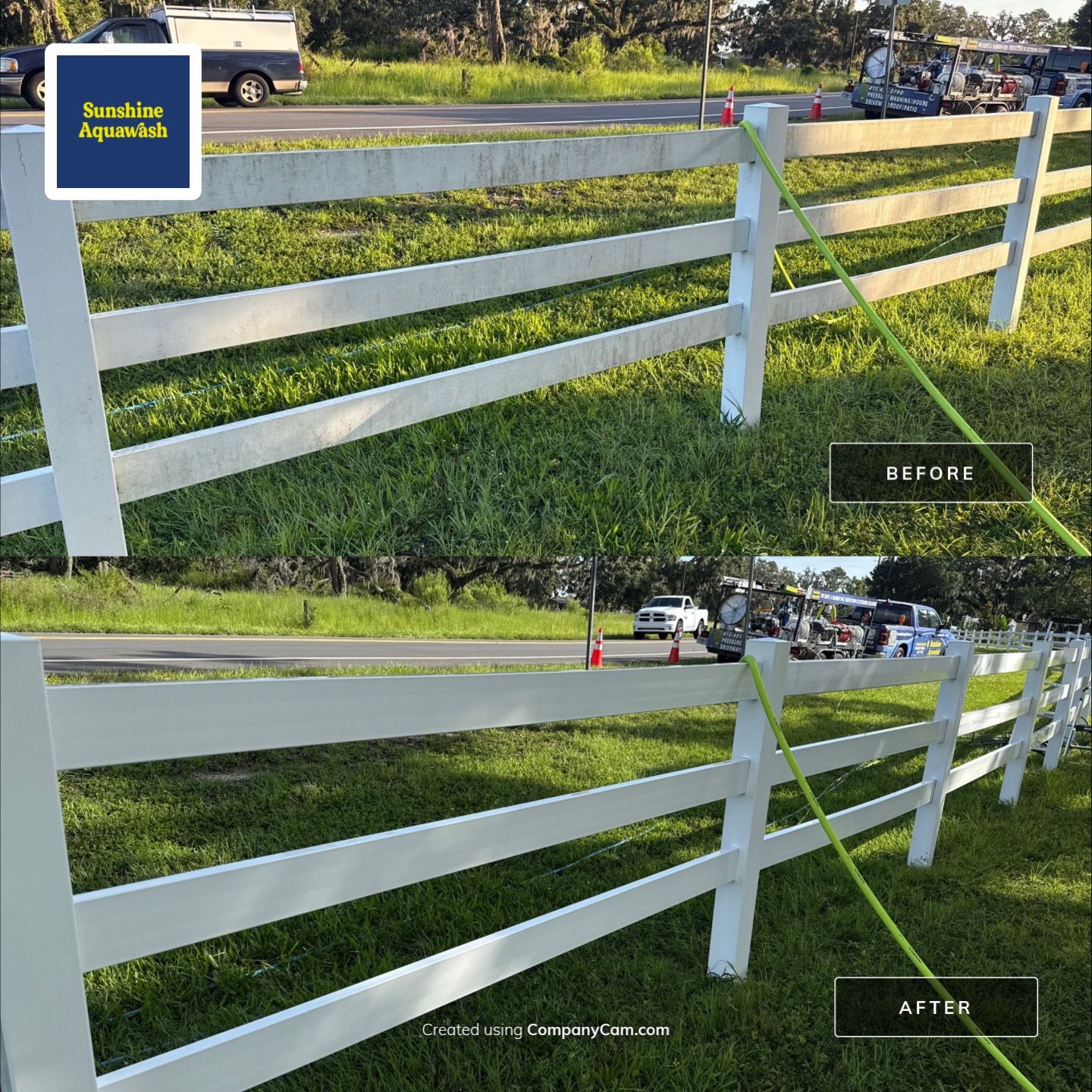 🐎 Vinyl Horse Fence, Entrance Cleaning + House Wash – Parrish, FL by Sunshine AquaWash