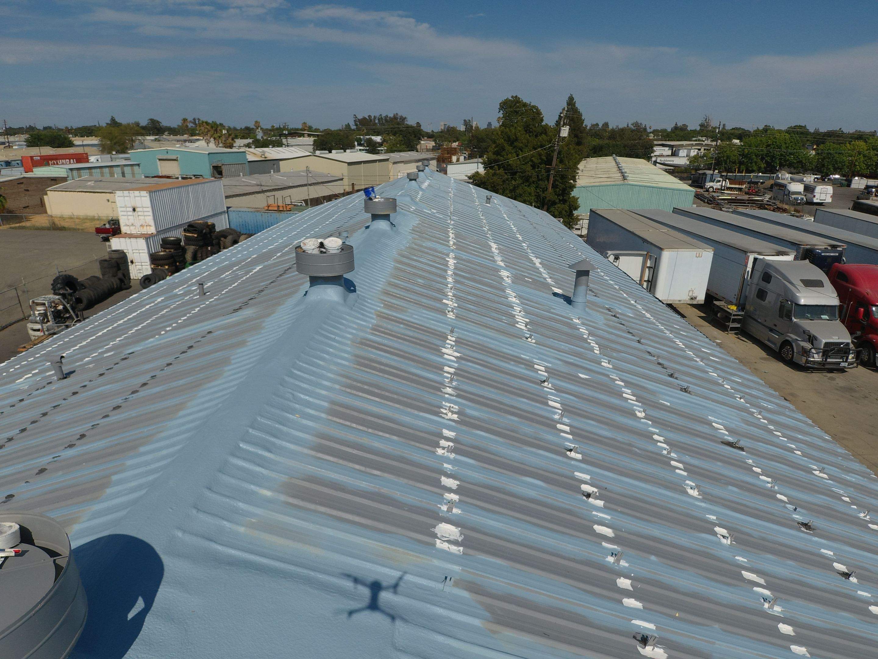 MR Roofing system using Conklin Benchmark/PUMA XL fabric and coating by Straight Edge Roofing Inc