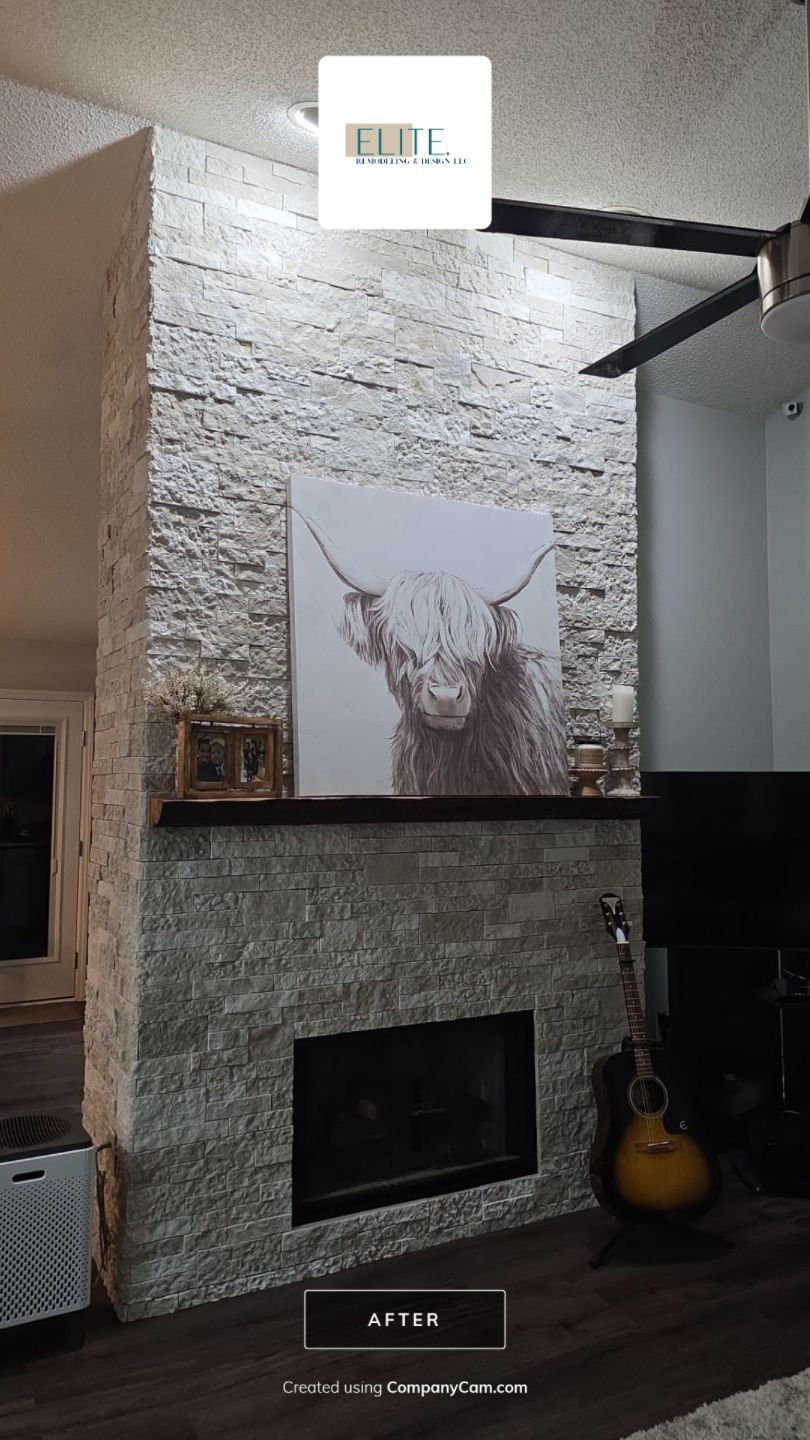 Holly Springs Fireplace Transformation — Full-Height Stone Feature Wall
 by Elite Remodeling and Design LLC