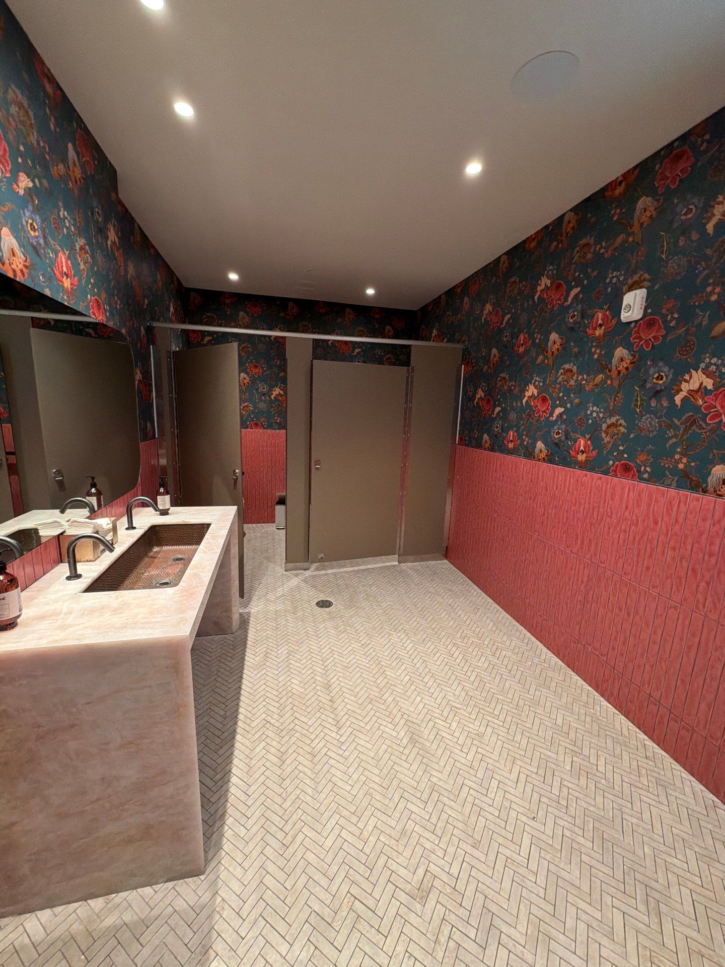 Restaurant Restroom Interior with Custom Wallpaper  by Pure Incs
