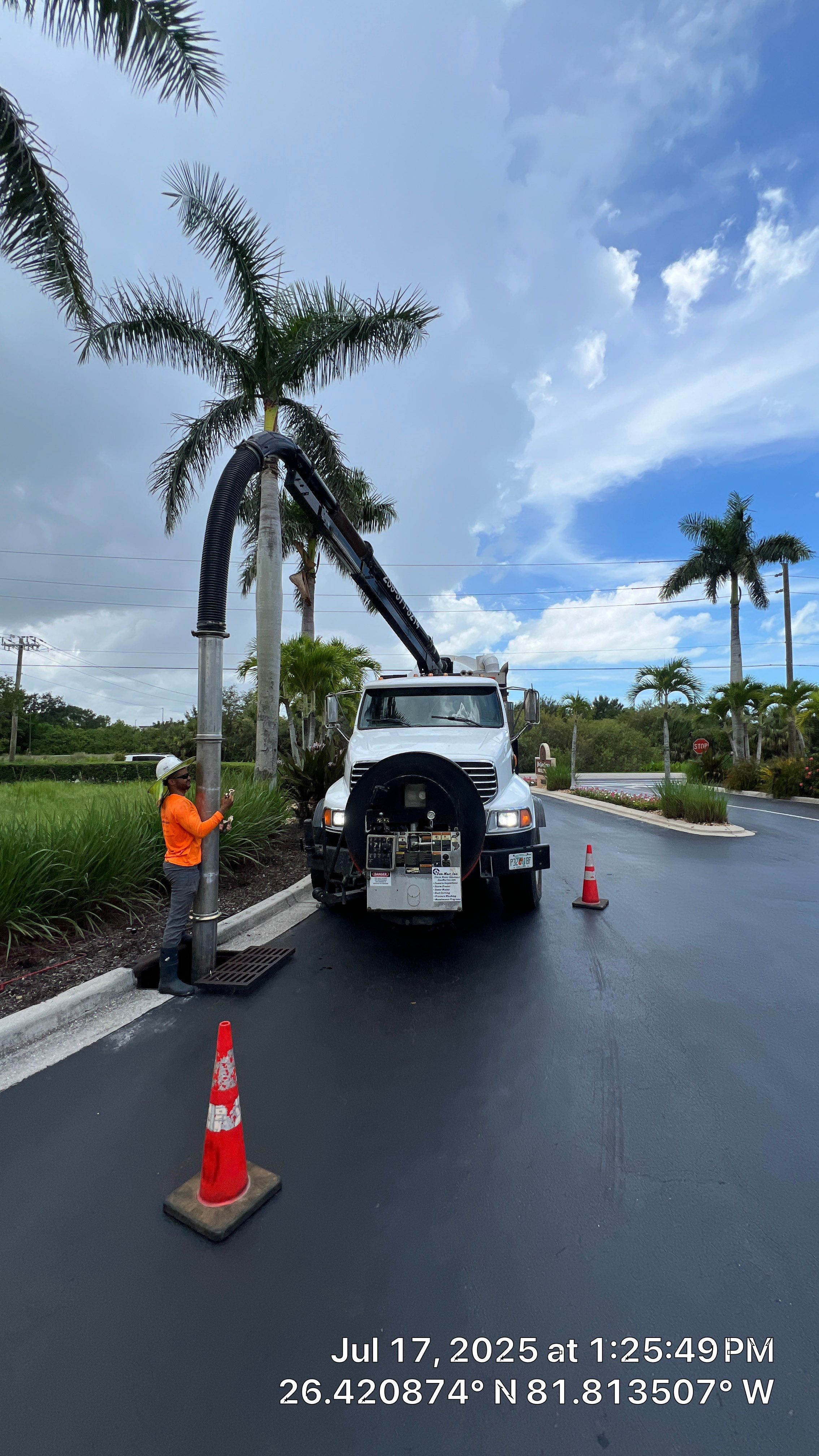 Catch Basin Cleaning with 1 Tom Plumber in Estero by APS Power & Water